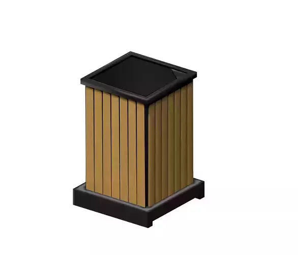 Rectangle wooden cage type wooden trash can Low-poly 3D model