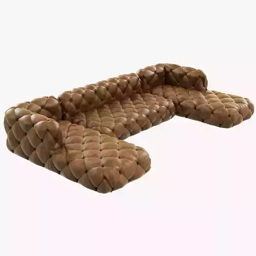 Restoration Hardware Soho Tufted Leather U-Chaise Sectional