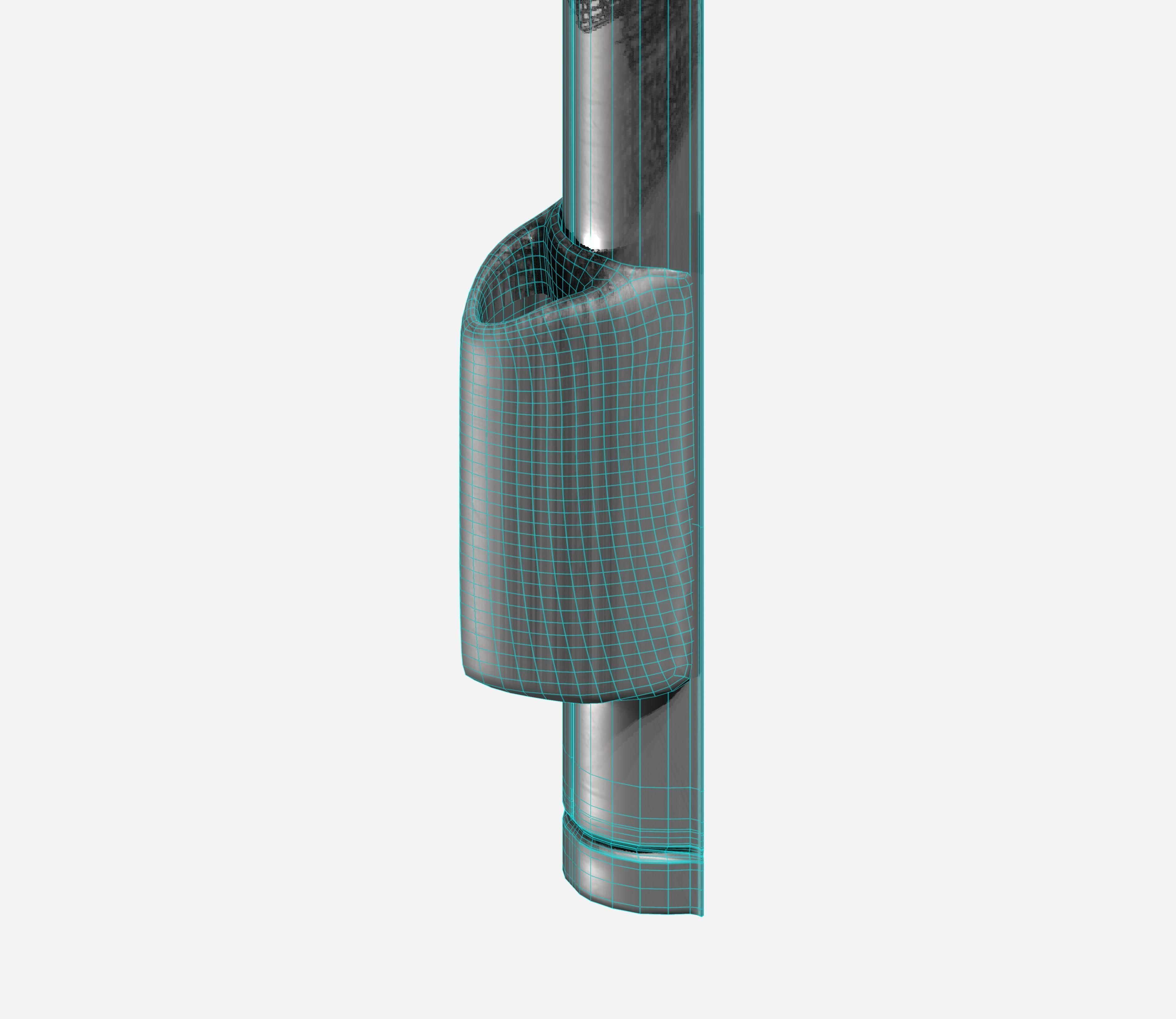Aluminum metal trash can with column Low-poly 3D model_5