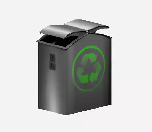 Metal box type metal dust bin Low-poly 3D model