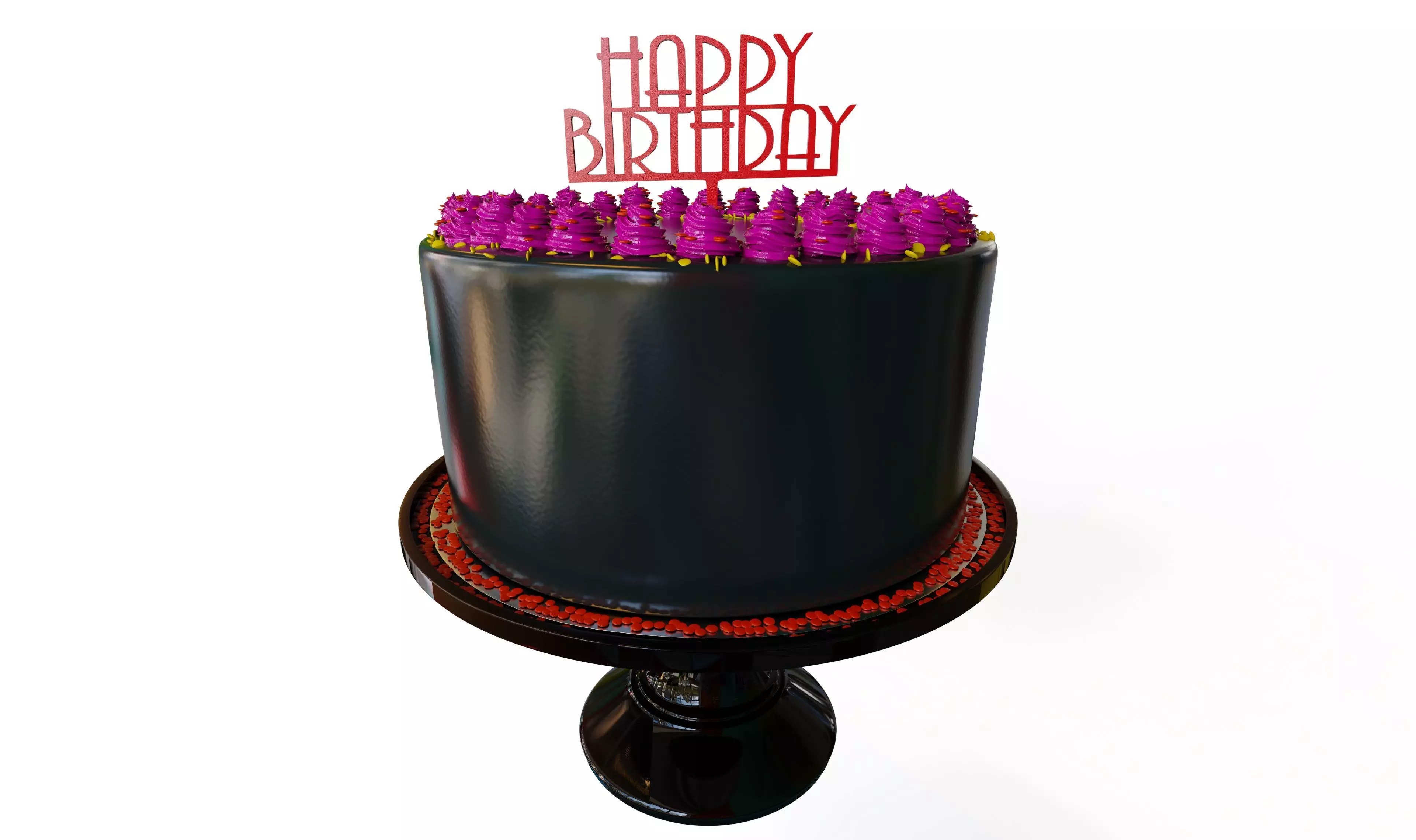 HAPPY BIRTHDAY TEXT 2 CAKE TOPPER 3D print model