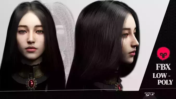 Beautiful 3D Female Head and Bonus Low-poly 3D model