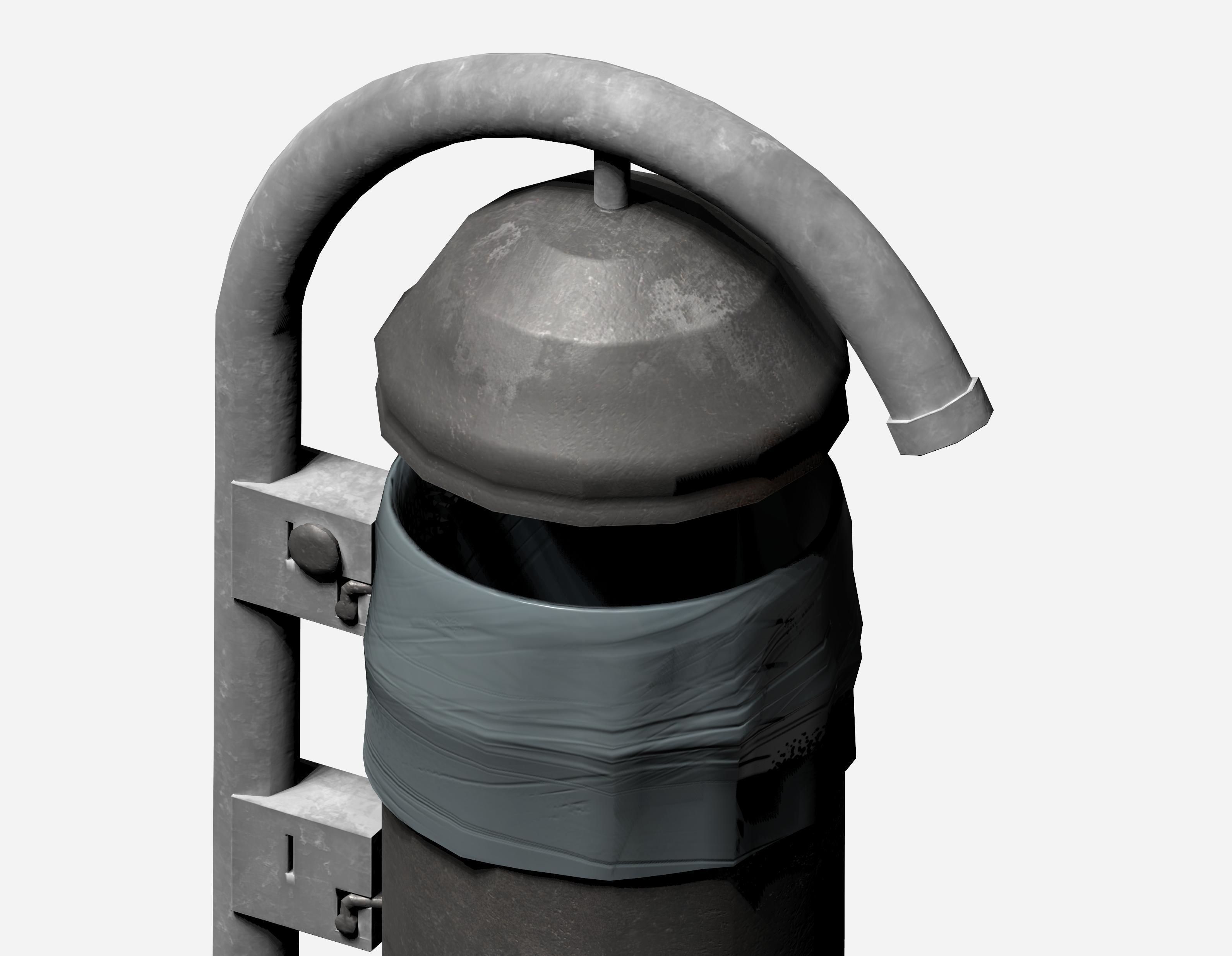 Grey cage type trash can with carrier bag Low-poly 3D model_4