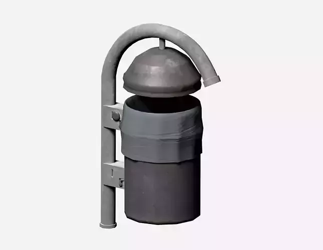 Grey cage type trash can with carrier bag Low-poly 3D model