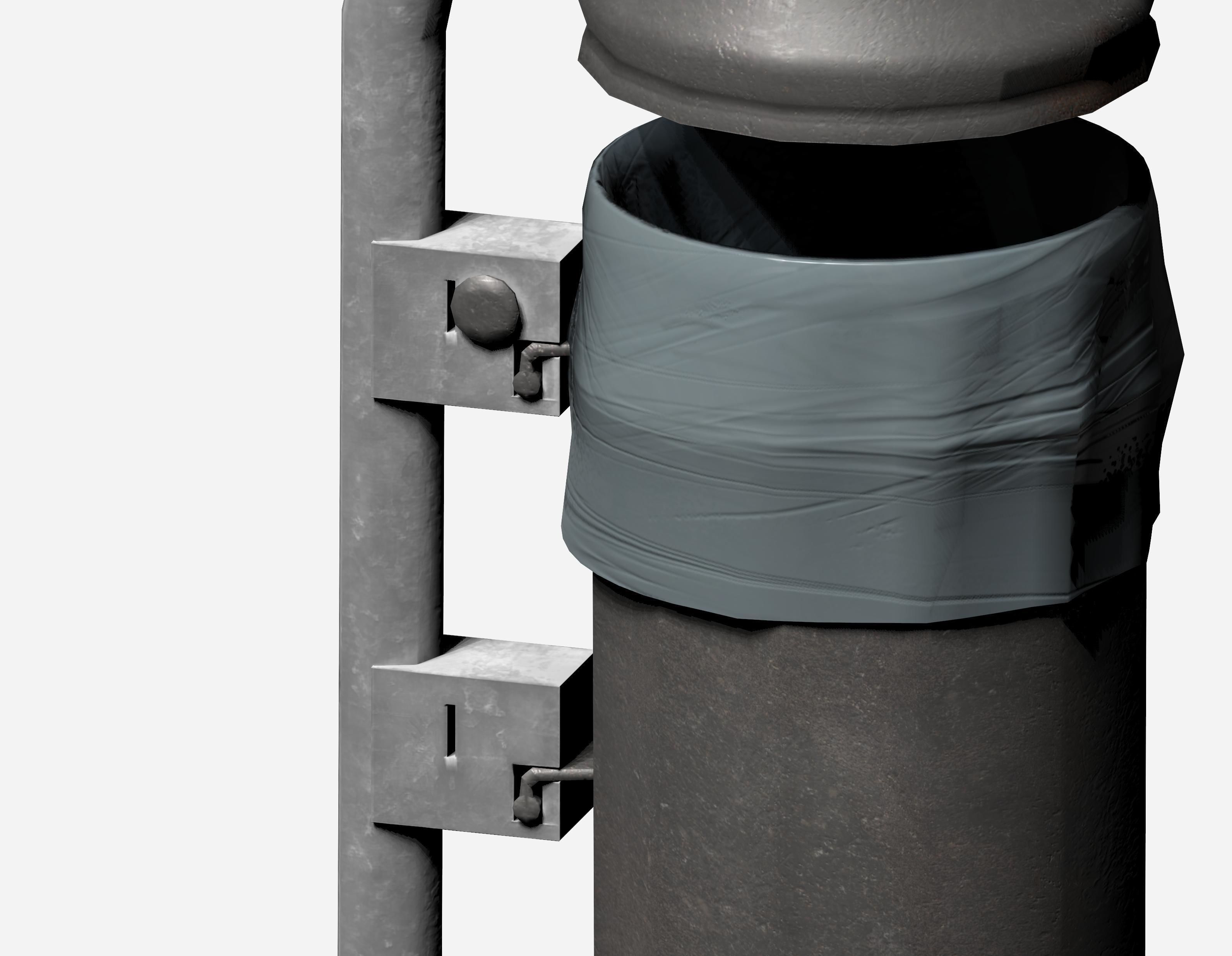 Grey cage type trash can with carrier bag Low-poly 3D model_5