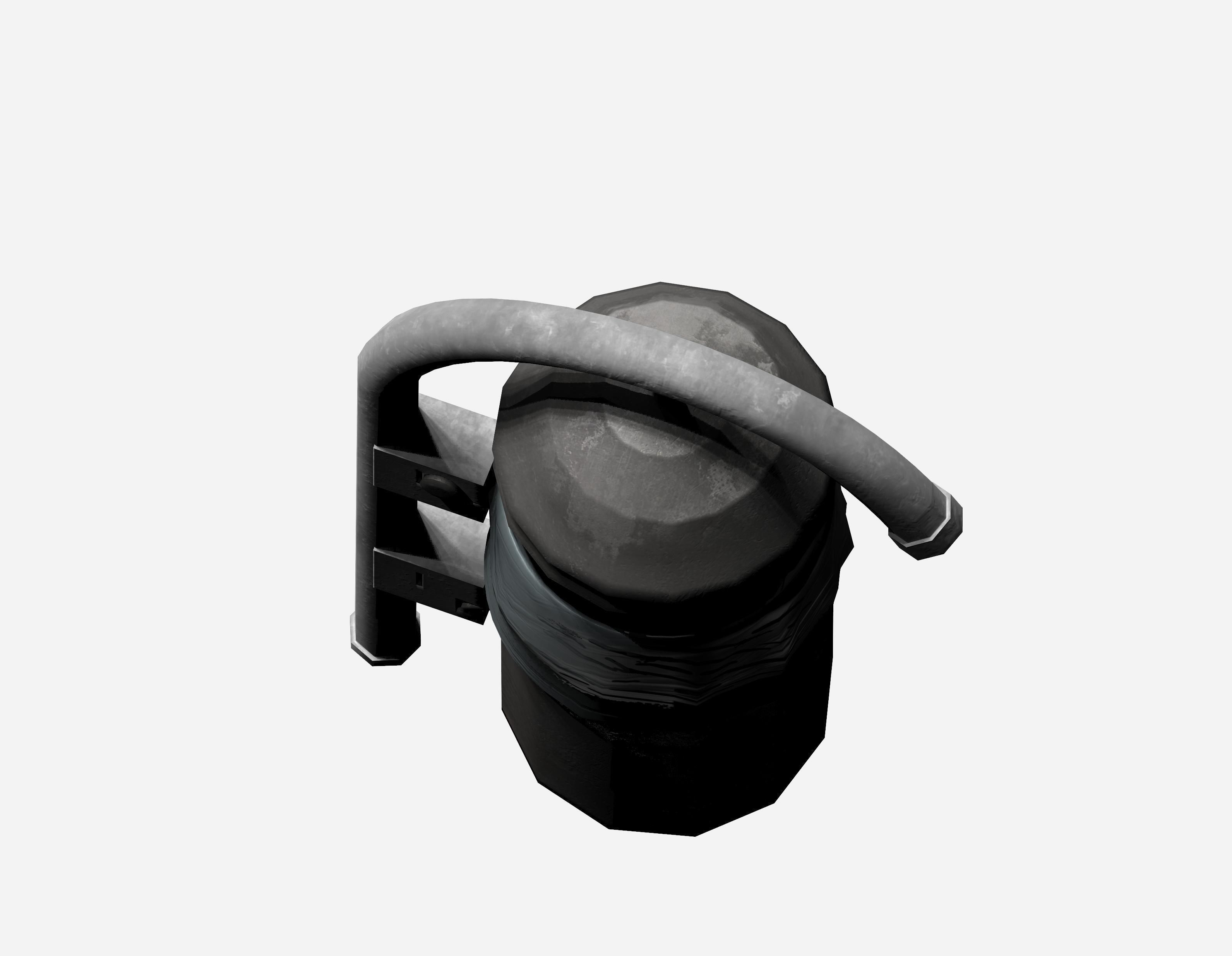 Grey cage type trash can with carrier bag Low-poly 3D model_3