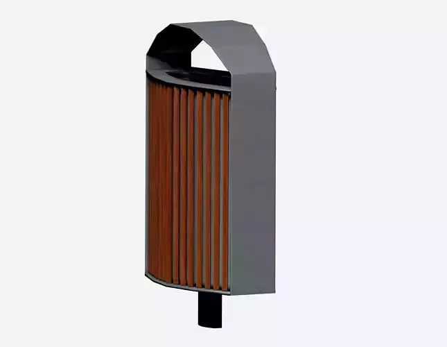 Elliptical modern wooden trash can Low-poly 3D model