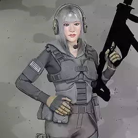 Tactical soldier Female low poly game ready  Low-poly 3D model