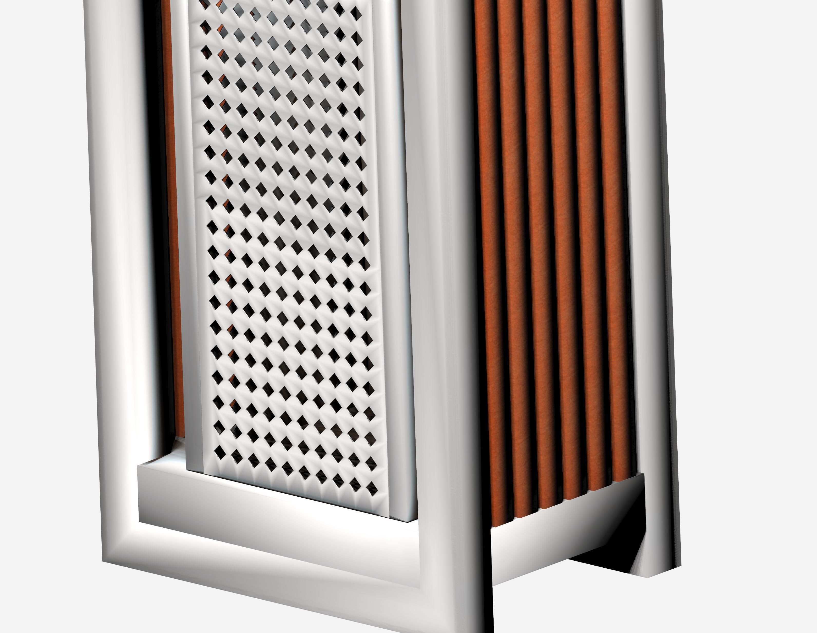 Wooden and metal box type aluminum trash can Low-poly 3D model_4