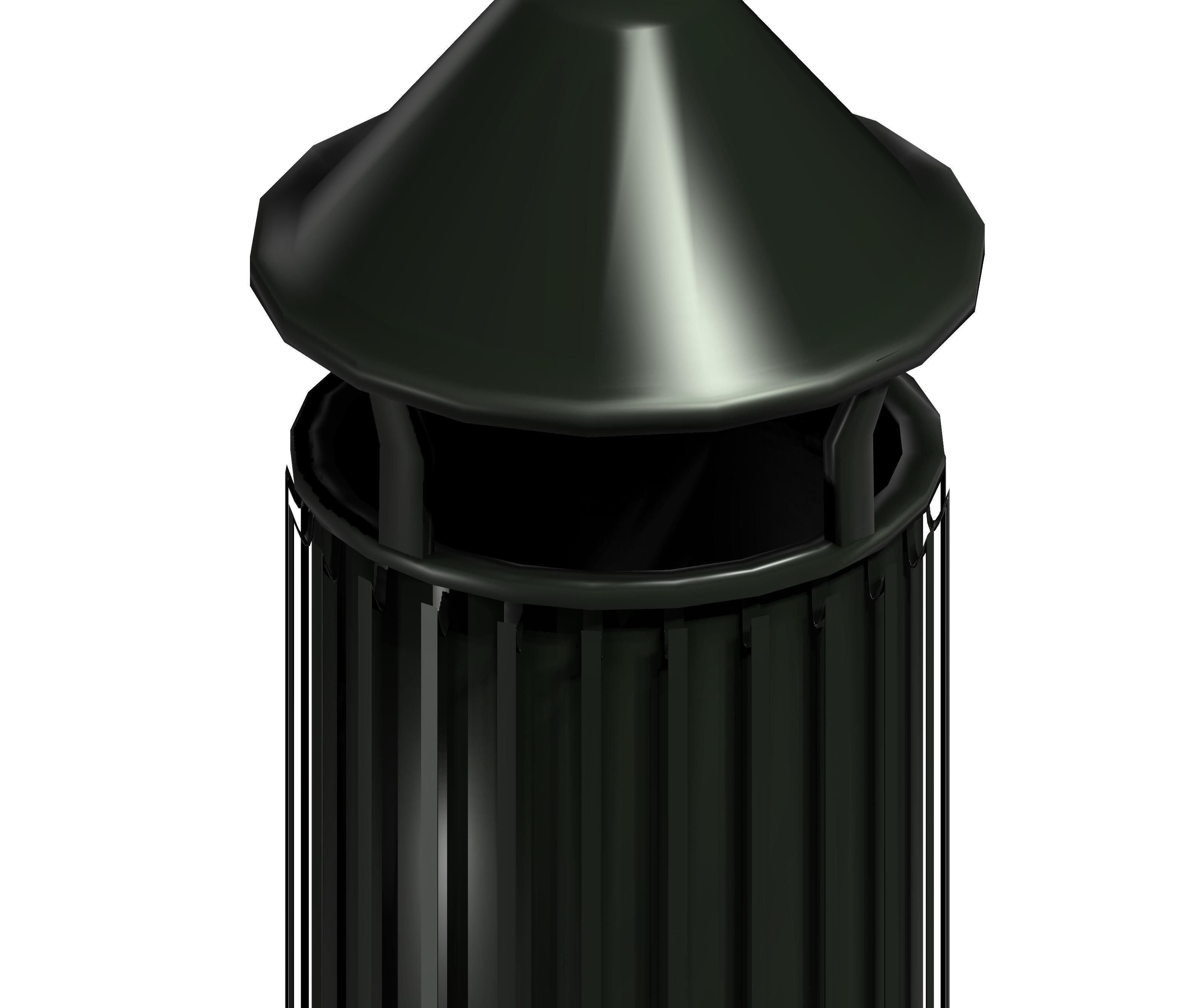 Black circular cage type trash can with tap cover Low-poly 3D model_2