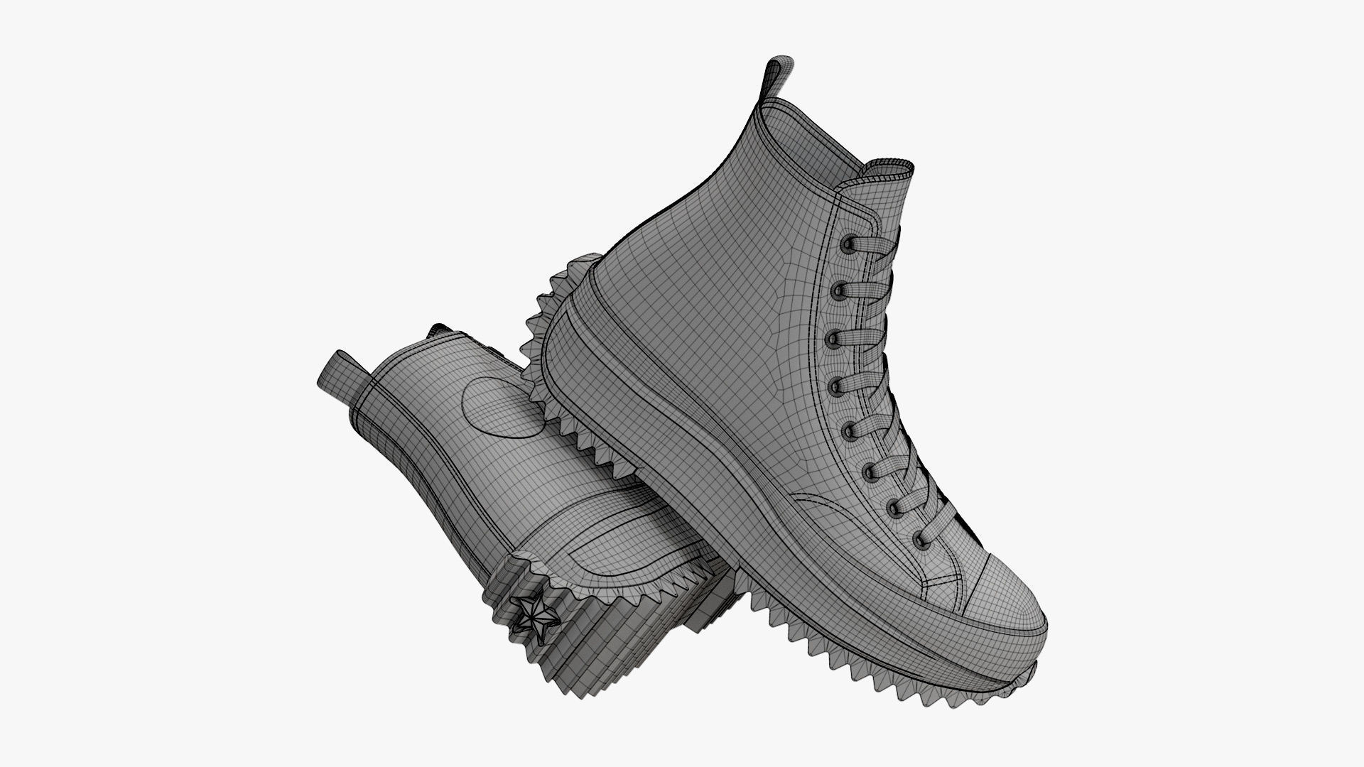 Converse Run Star Hike Platform High Top Mono Black 3D model_11