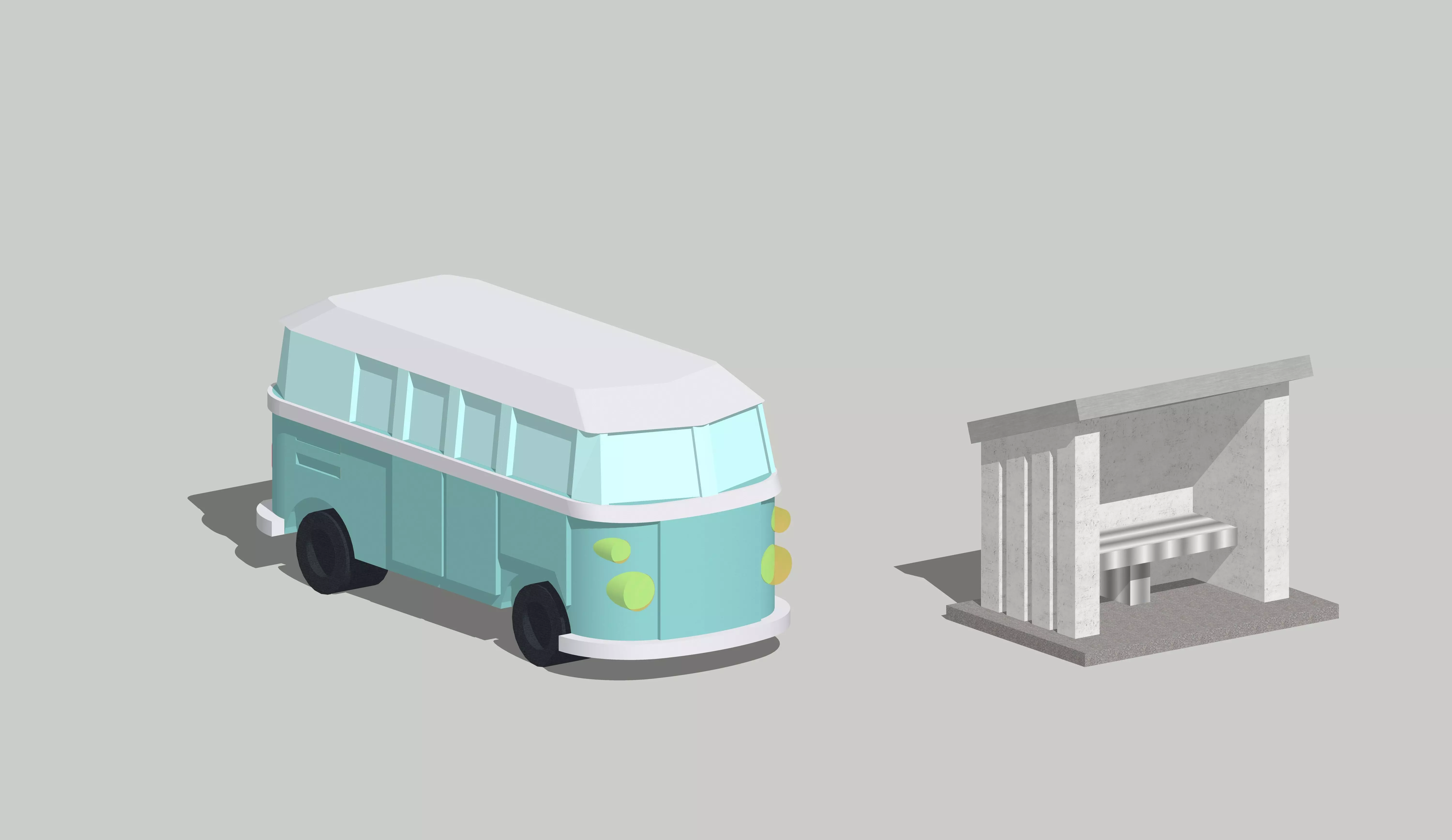 Vintage Style Bus with Passenger Shed by Outland Models Low-poly 3D model