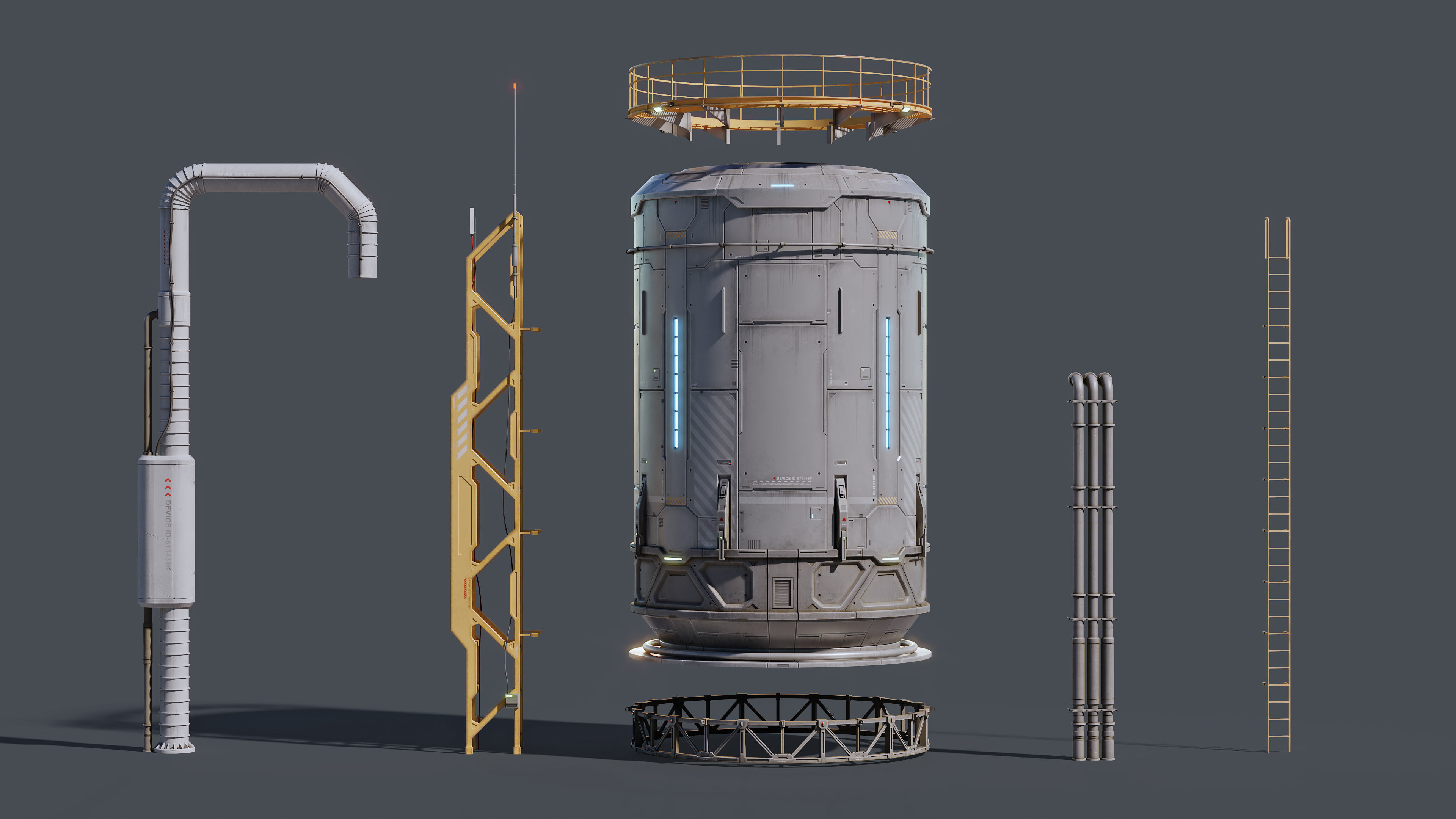 Sci-Fi Building 001 Industry-PBR Low-poly 3D model_9