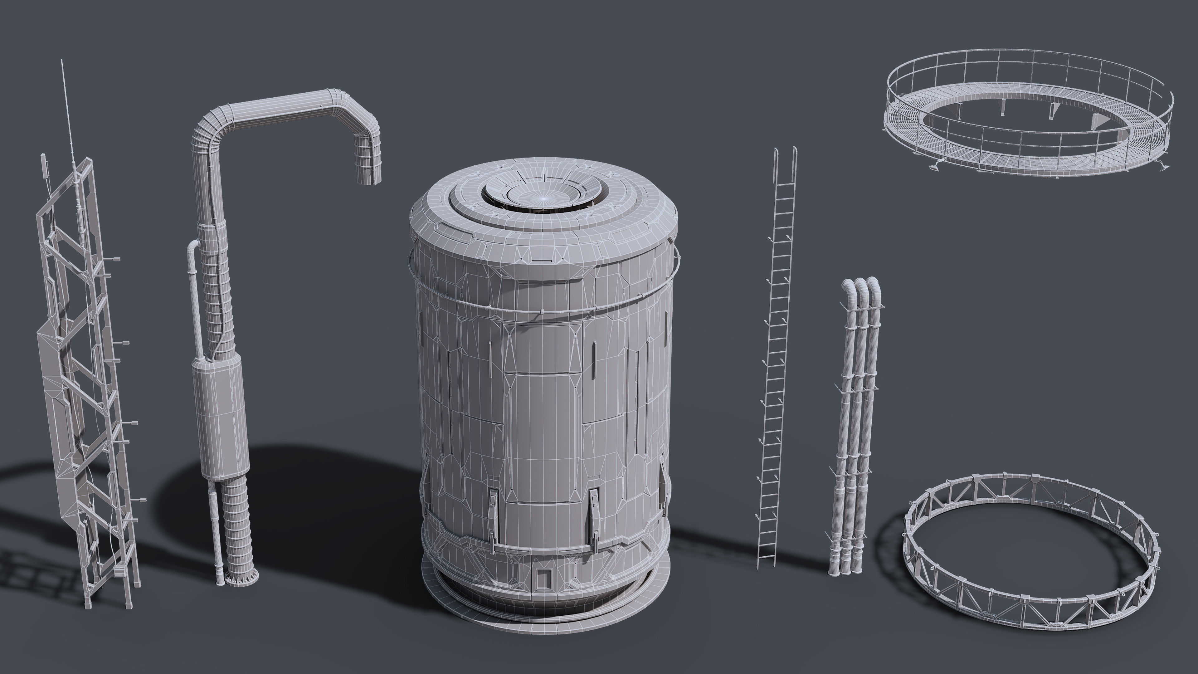 Sci-Fi Building 001 Industry-PBR Low-poly 3D model_8