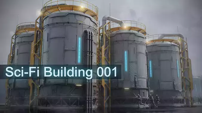 Sci-Fi Building 001 Industry-PBR Low-poly 3D model