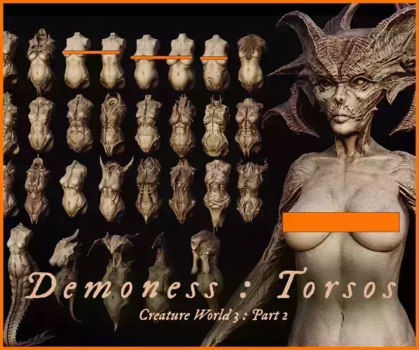 Demoness Part 2 Torsos x40 3D model