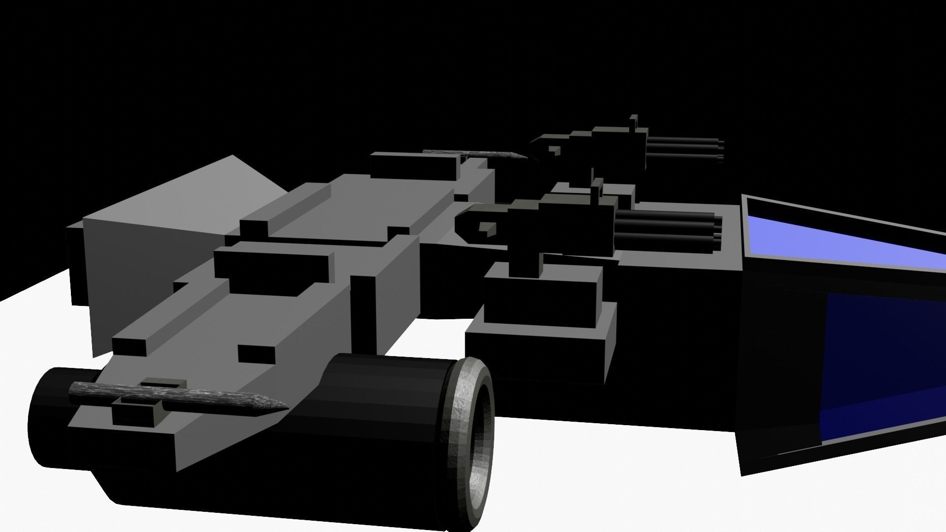  spaceship Low-poly 3D model_2