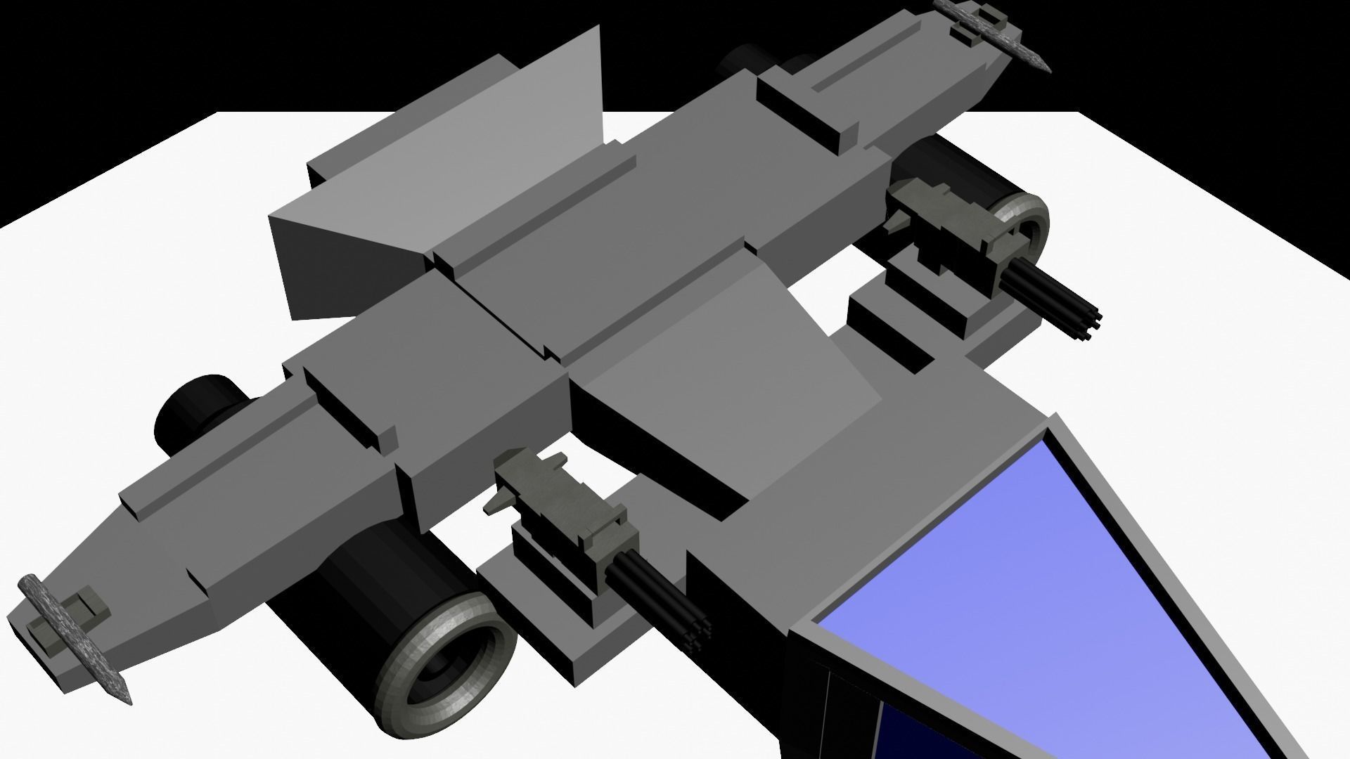 spaceship Low-poly 3D model_3