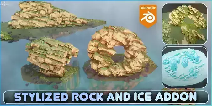 Blender Stylized Rock And Ice Cliff Generator Addon Low-poly 3D model