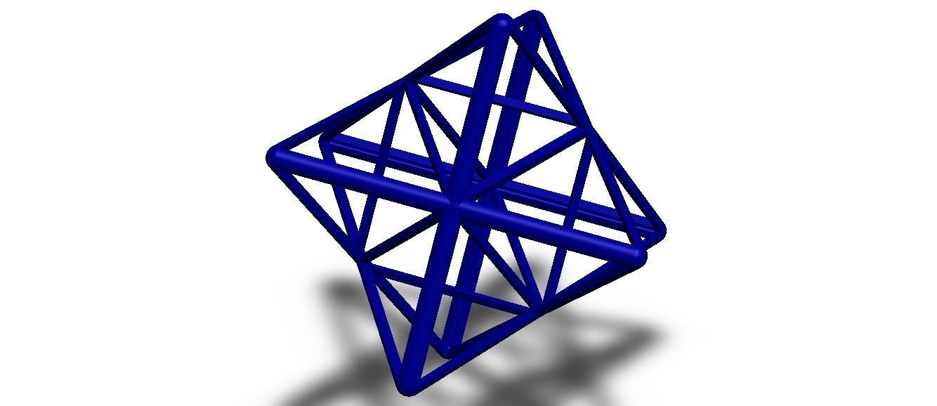 Wireframe Shape Stellated Octahedron 3D print model_9