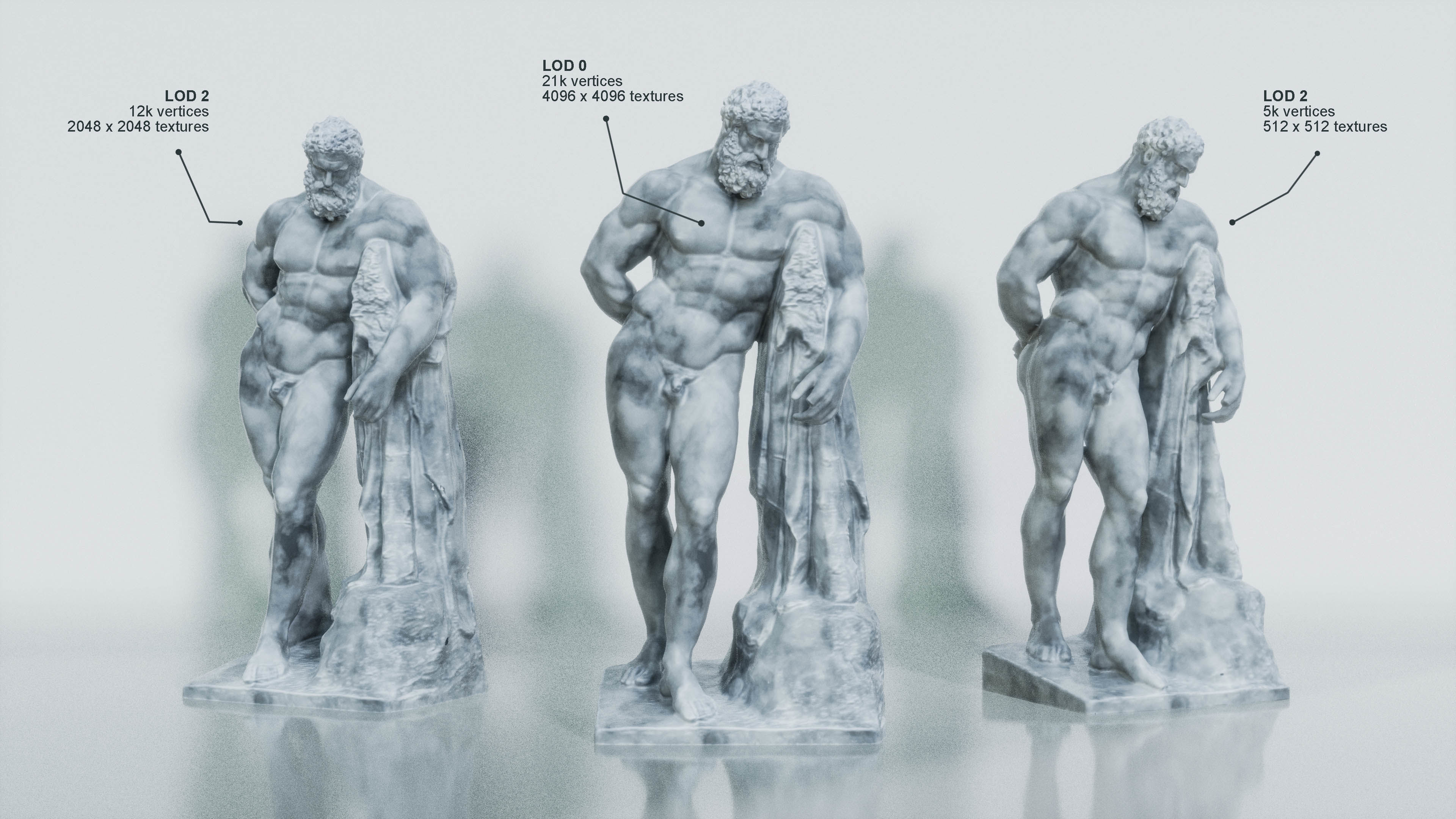 Marble Sculpture - Farnese Hercules Low-poly 3D model_4