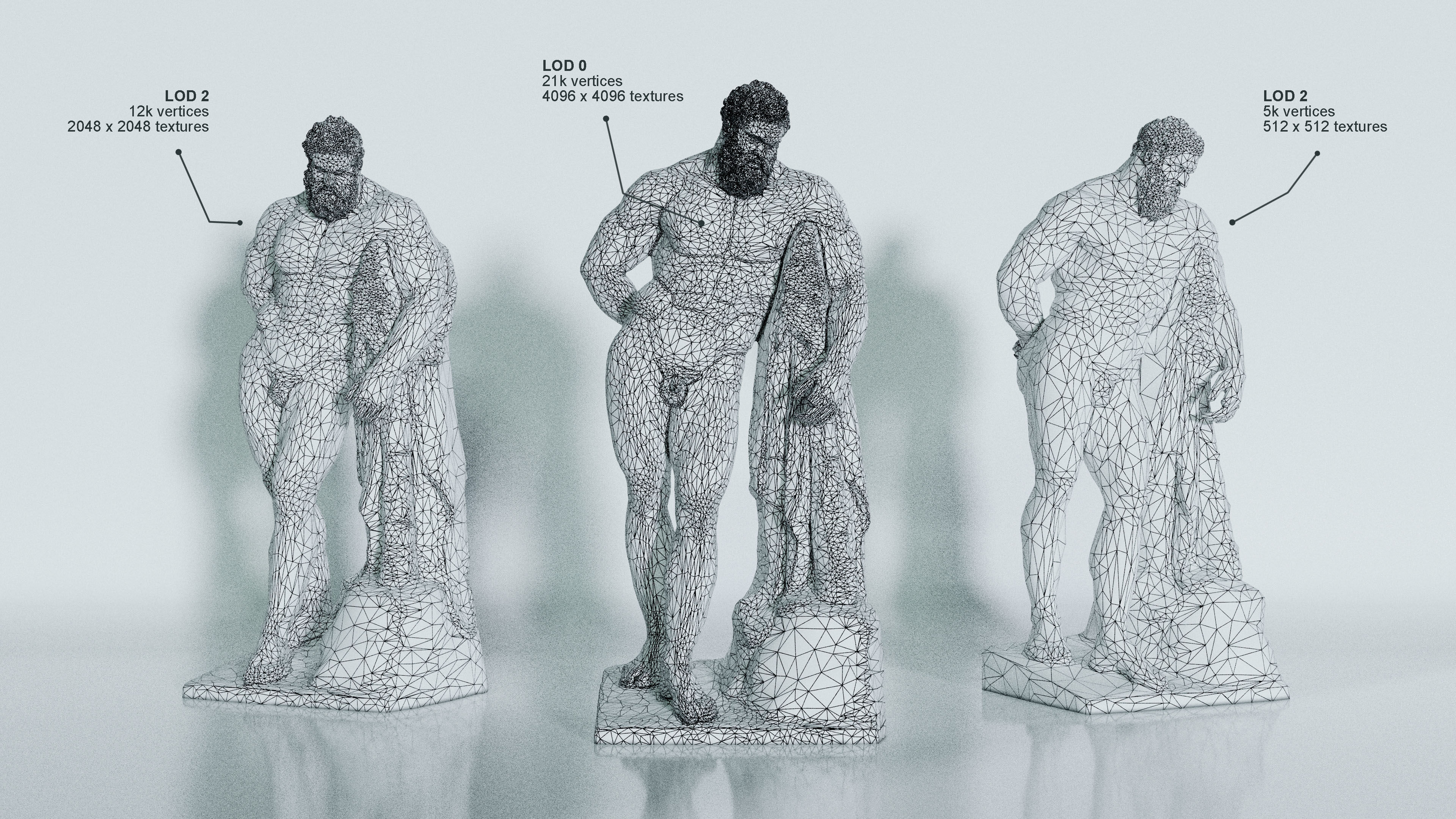 Marble Sculpture - Farnese Hercules Low-poly 3D model_5