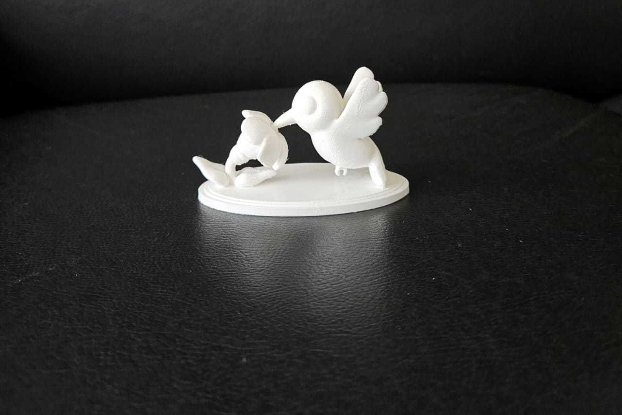 Hummingbird and Flower 3D print model_4