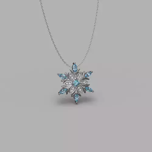 snowflake pendant with marquise  princess and round gemstone