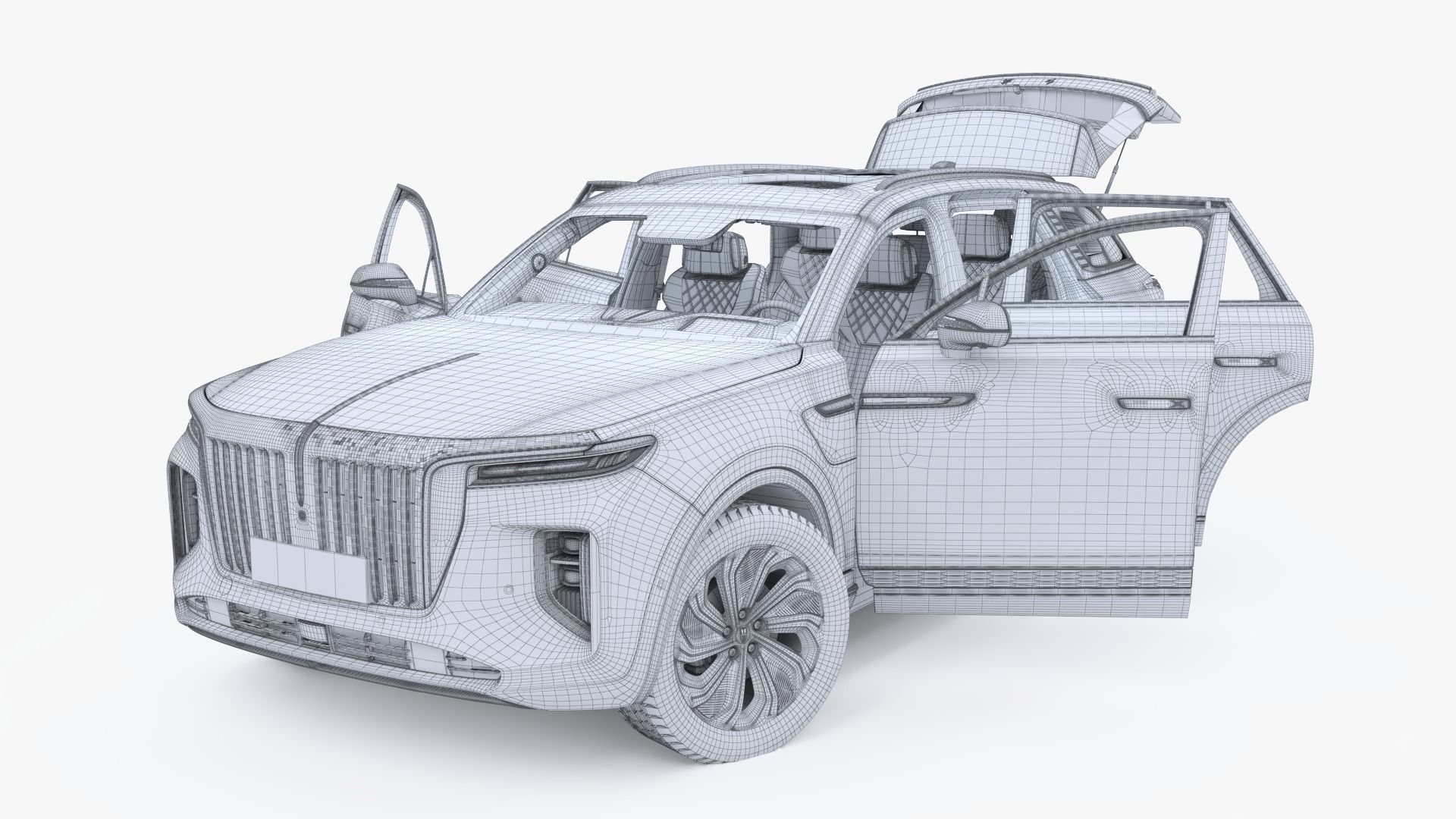 FAW Hongqi E-HS9 EV 2022 With interior 3D model_19