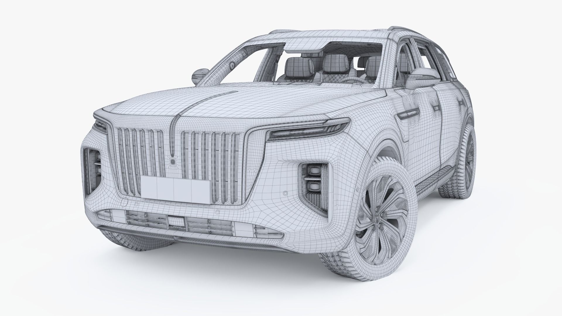 FAW Hongqi E-HS9 EV 2022 With interior 3D model_14