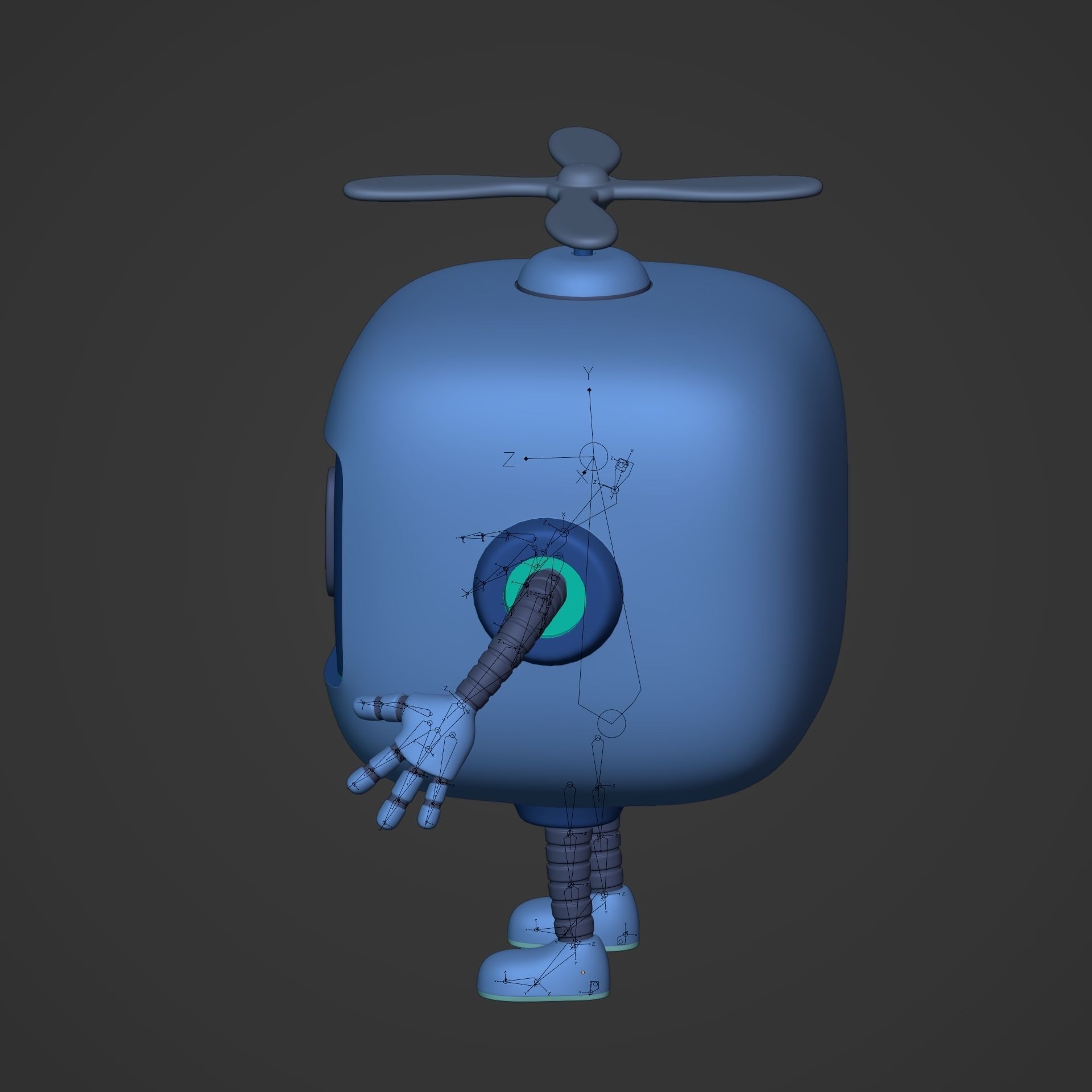 Cartoon Android Robot -- Rigged Low-poly 3D model_8