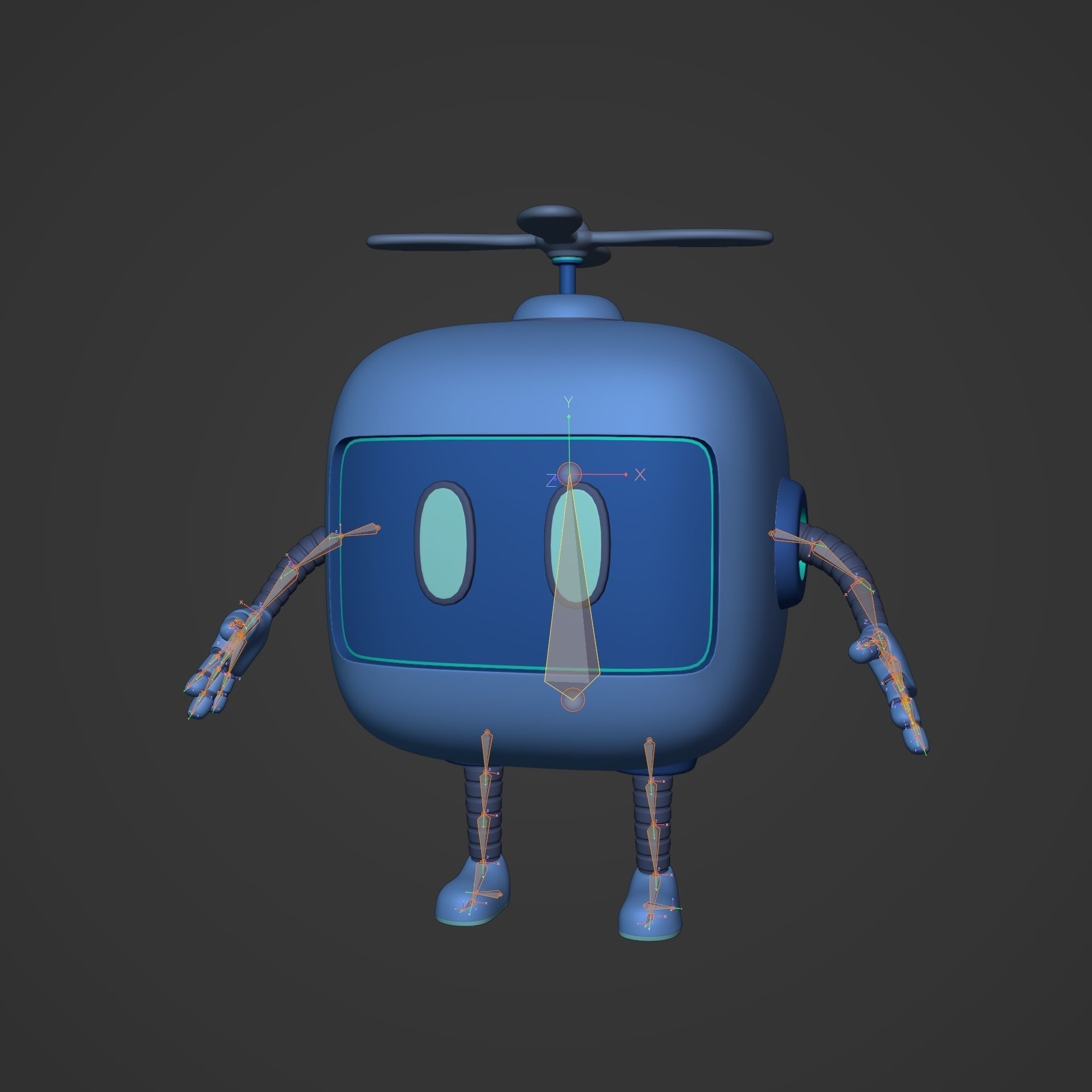 Cartoon Android Robot -- Rigged Low-poly 3D model_1