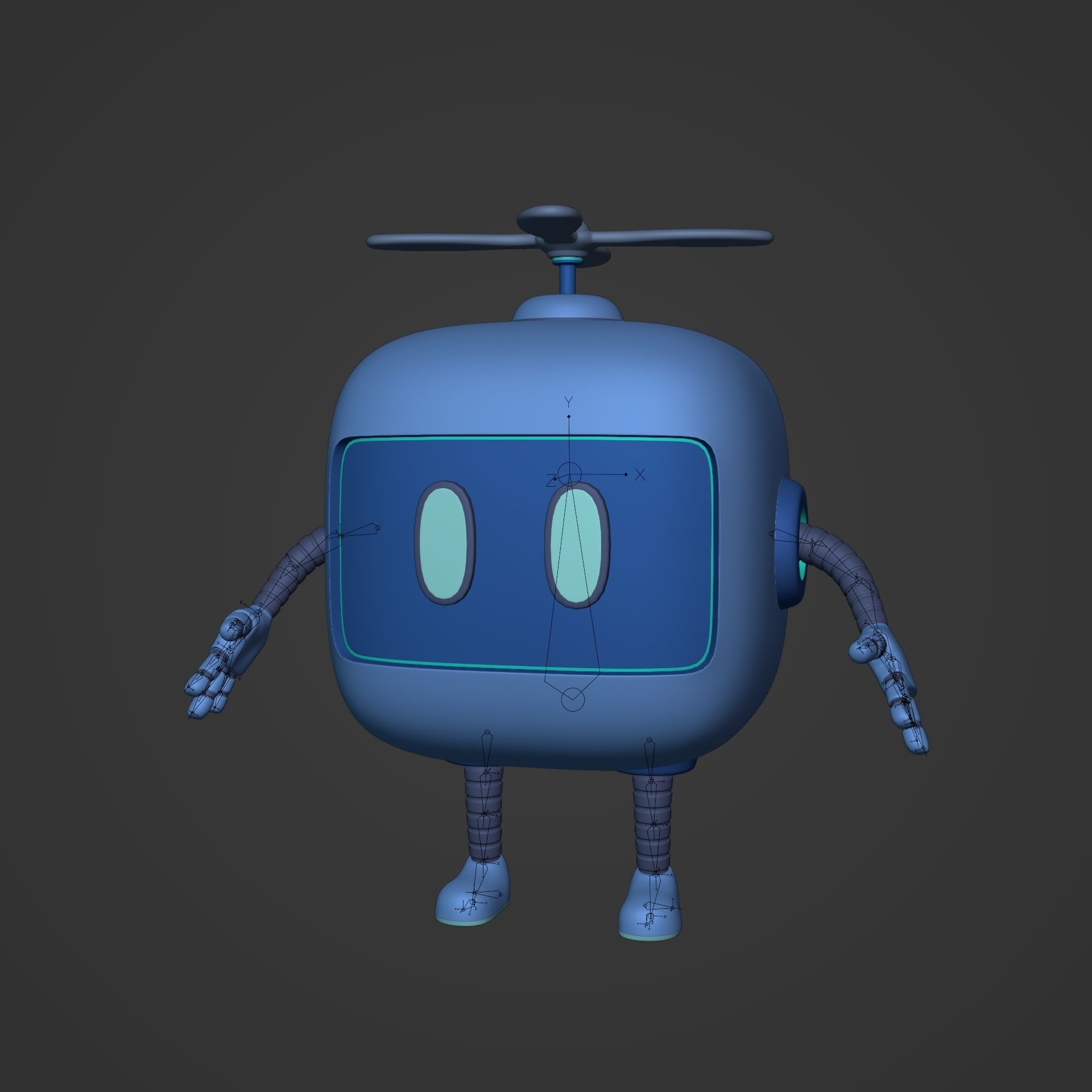 Cartoon Android Robot -- Rigged Low-poly 3D model_3