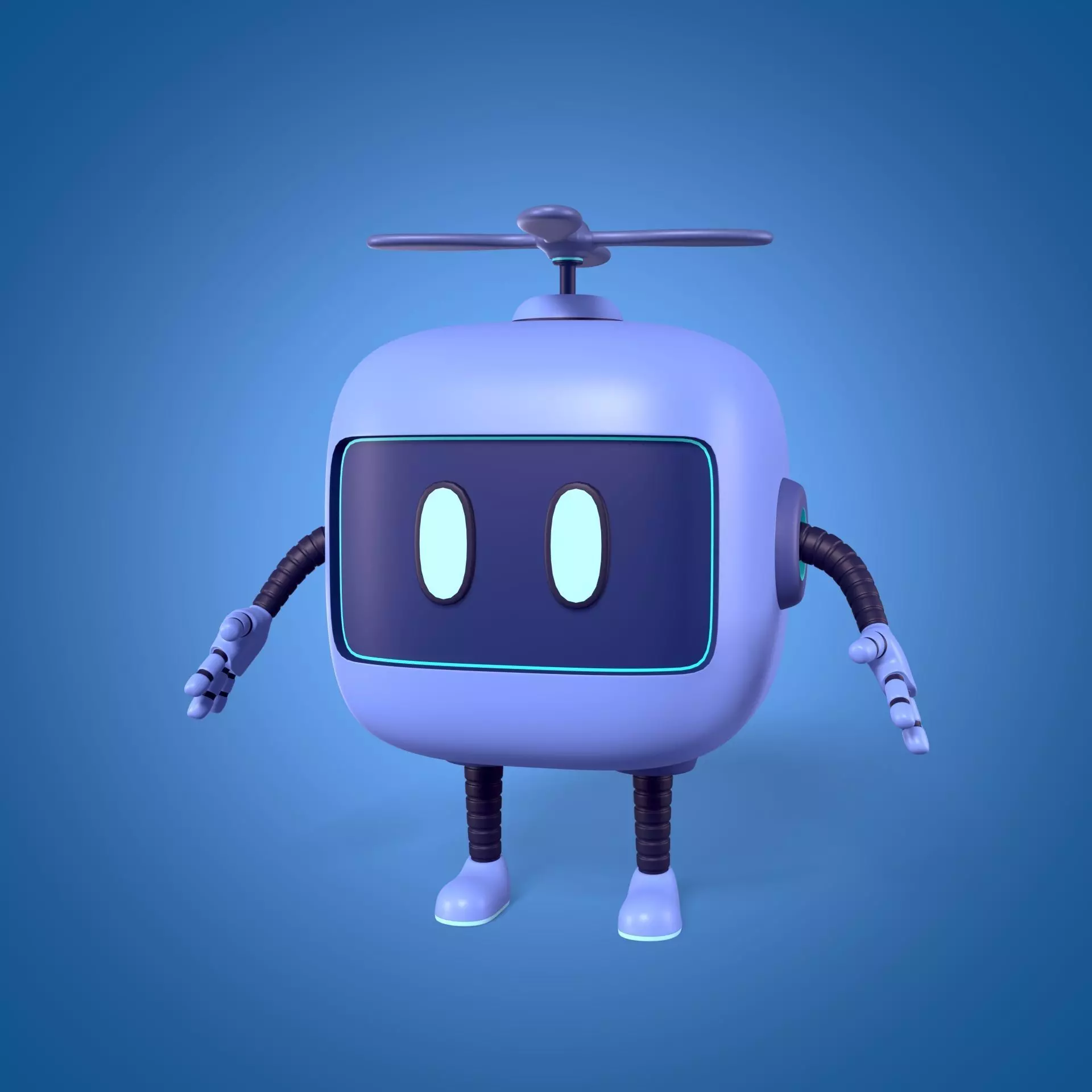 Cartoon Android Robot -- Rigged Low-poly 3D model_0