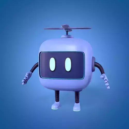 Cartoon Android Robot -- Rigged Low-poly 3D model