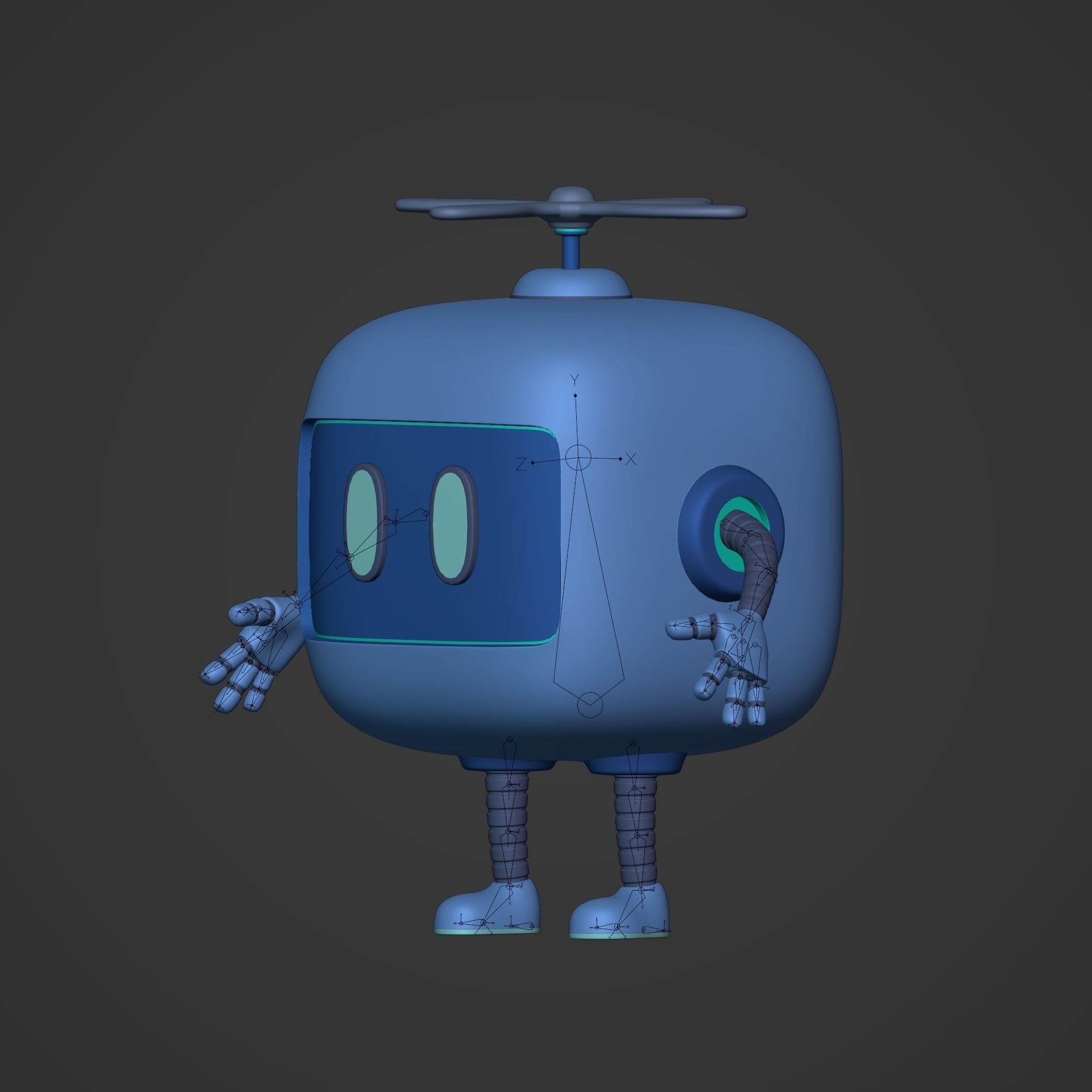 Cartoon Android Robot -- Rigged Low-poly 3D model_6