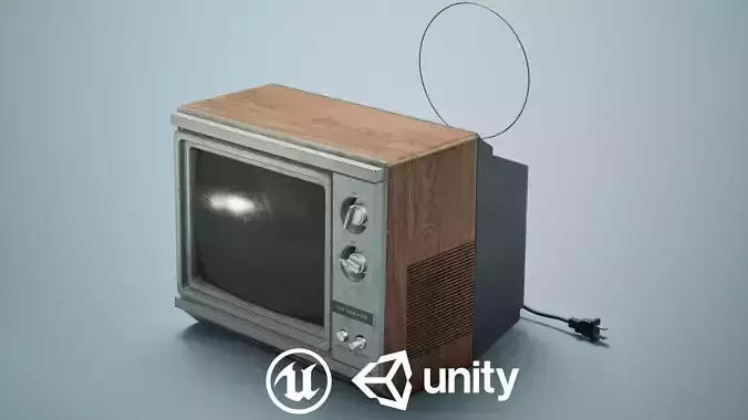 Vintage Portable CRT TV-PBR Game Ready Low-poly 3D model