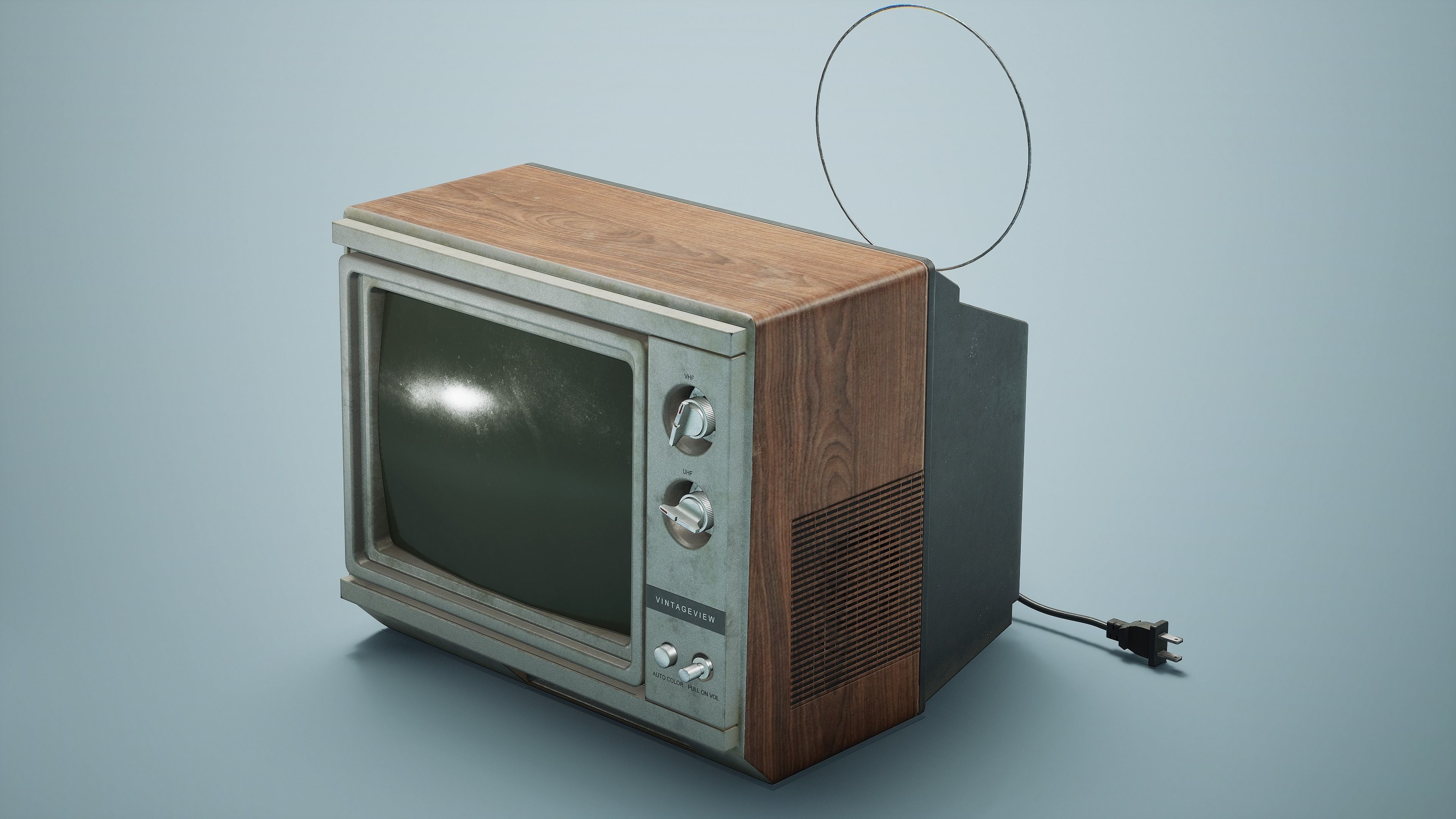 Vintage Portable CRT TV-PBR Game Ready Low-poly 3D model_1