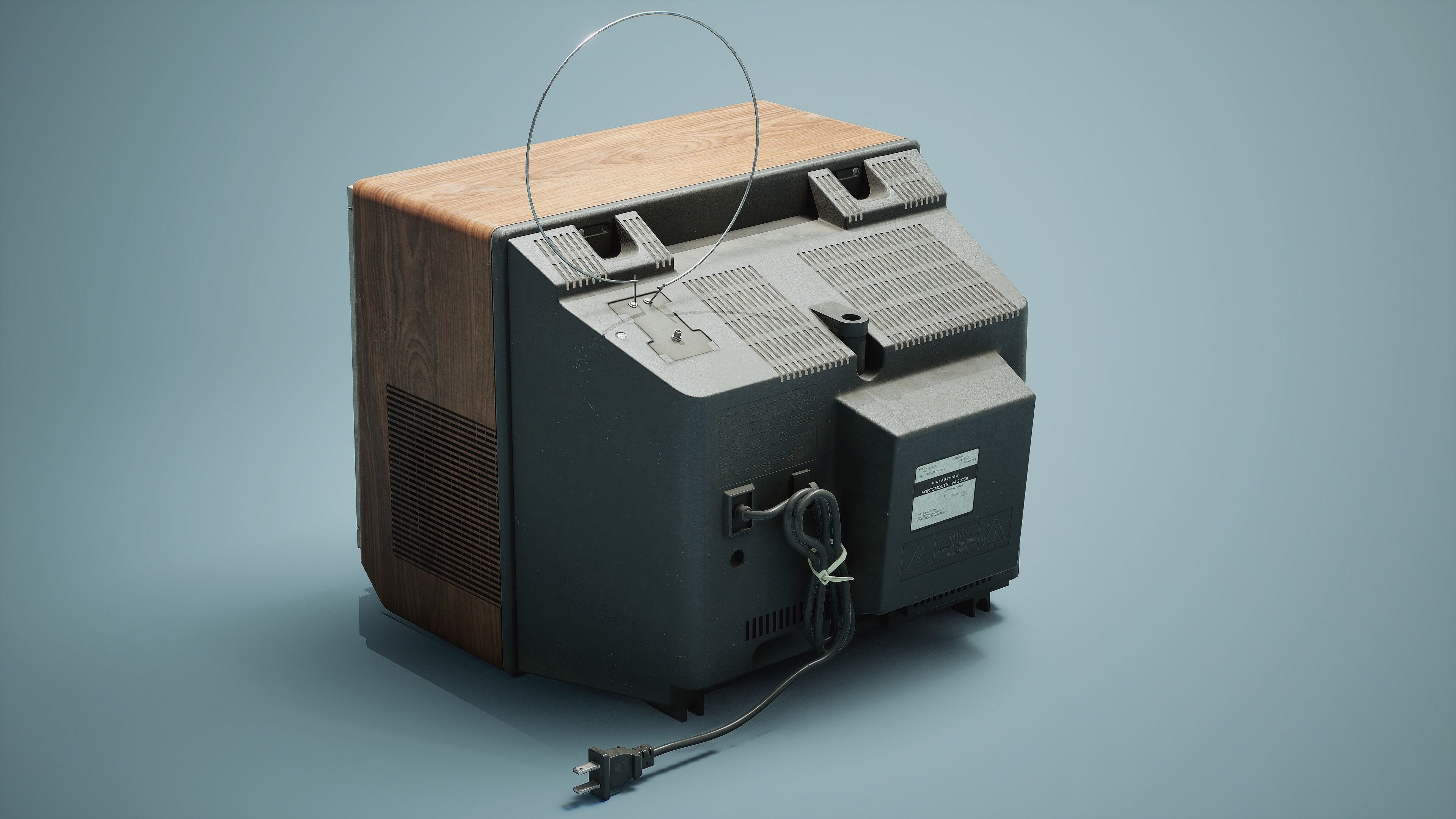 Vintage Portable CRT TV-PBR Game Ready Low-poly 3D model_2