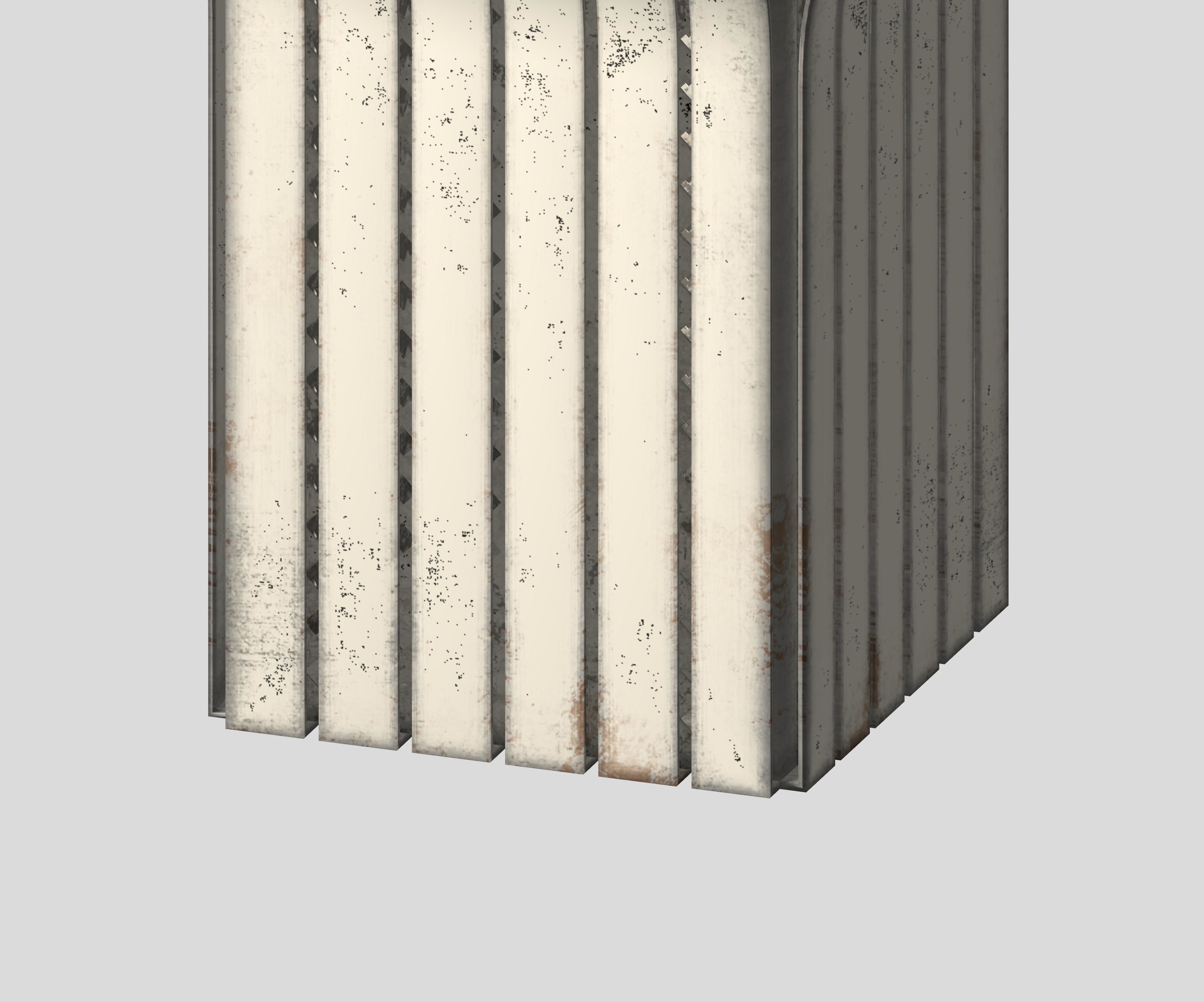 Box type open trash can with cage Low-poly 3D model_4