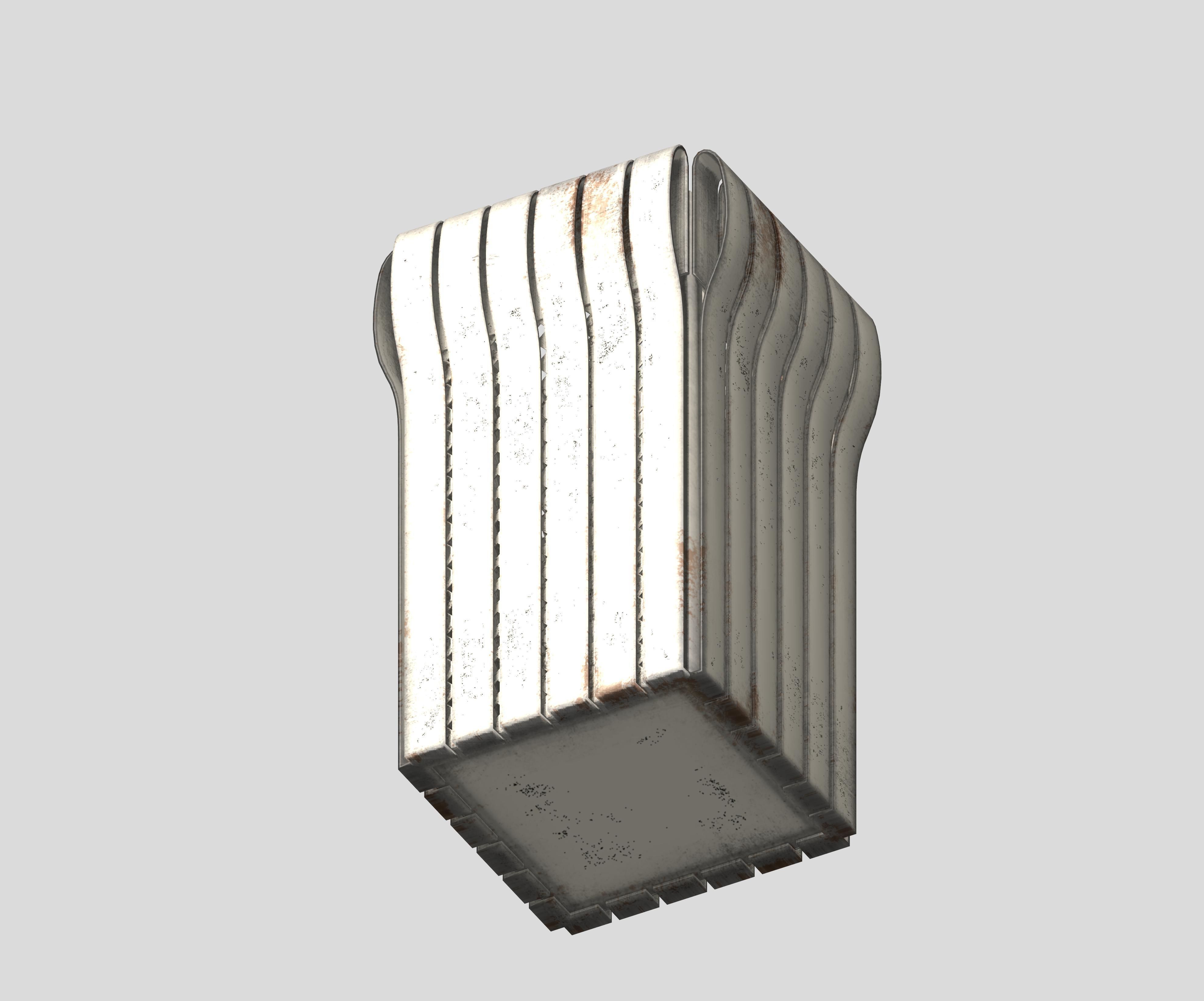 Box type open trash can with cage Low-poly 3D model_2