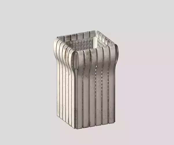 Box type open trash can with cage Low-poly 3D model