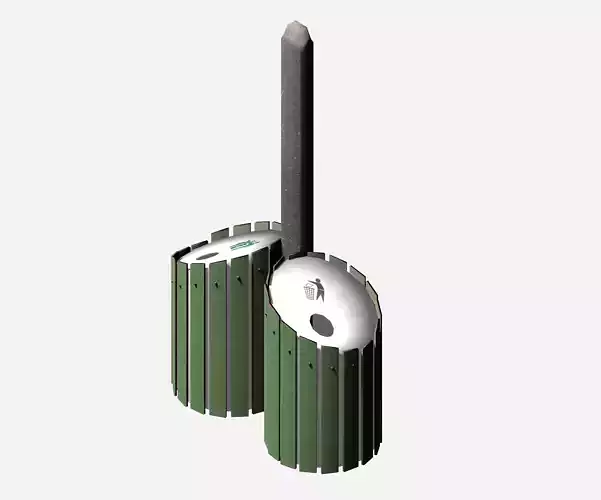 Green elliptical modern garbage bin Low-poly 3D model
