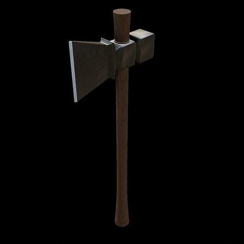 Rustic axe with wood handle Low-poly 3D model
