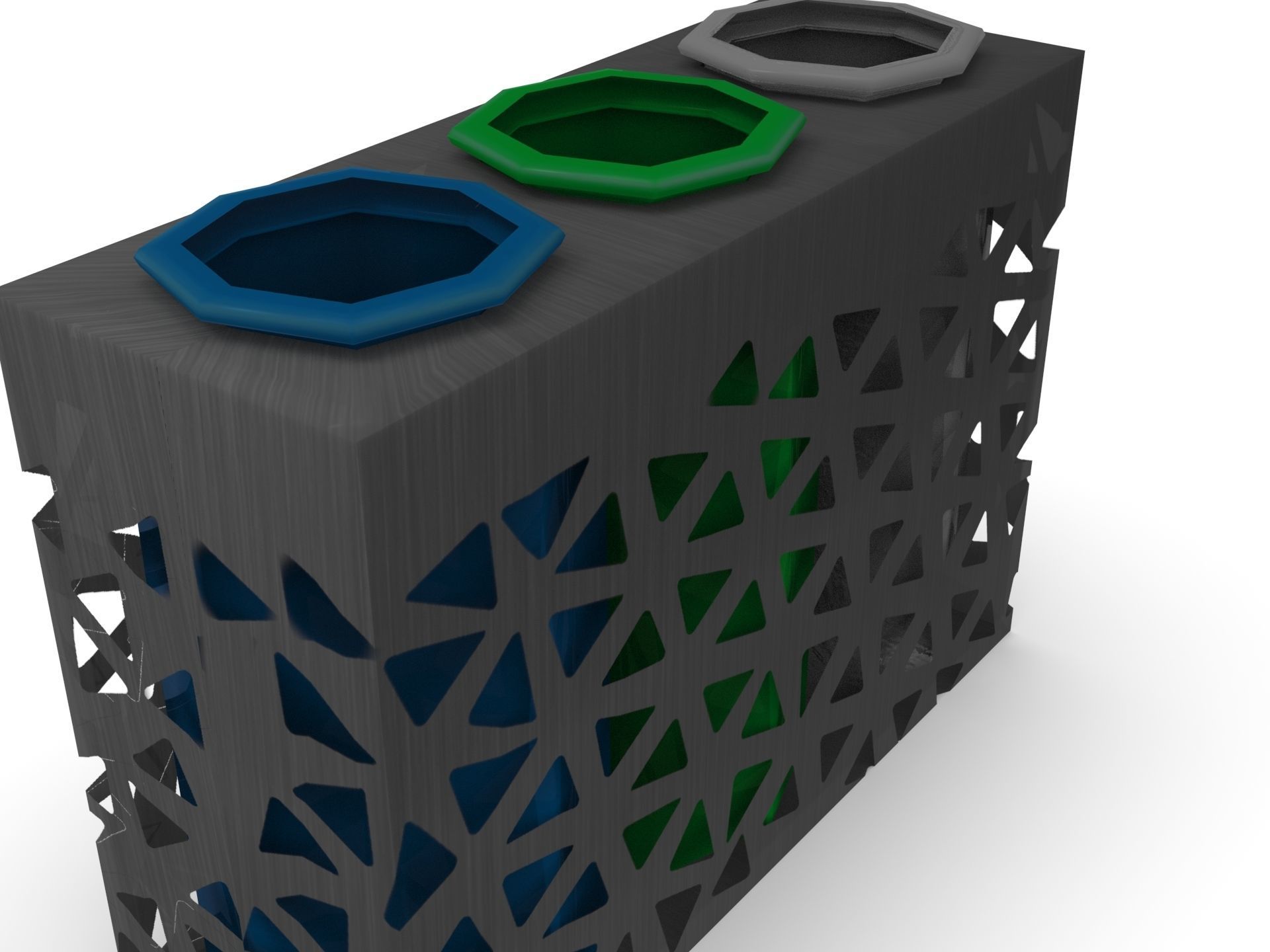 Modern metal colorful supermarket recycling bin Low-poly 3D model_3