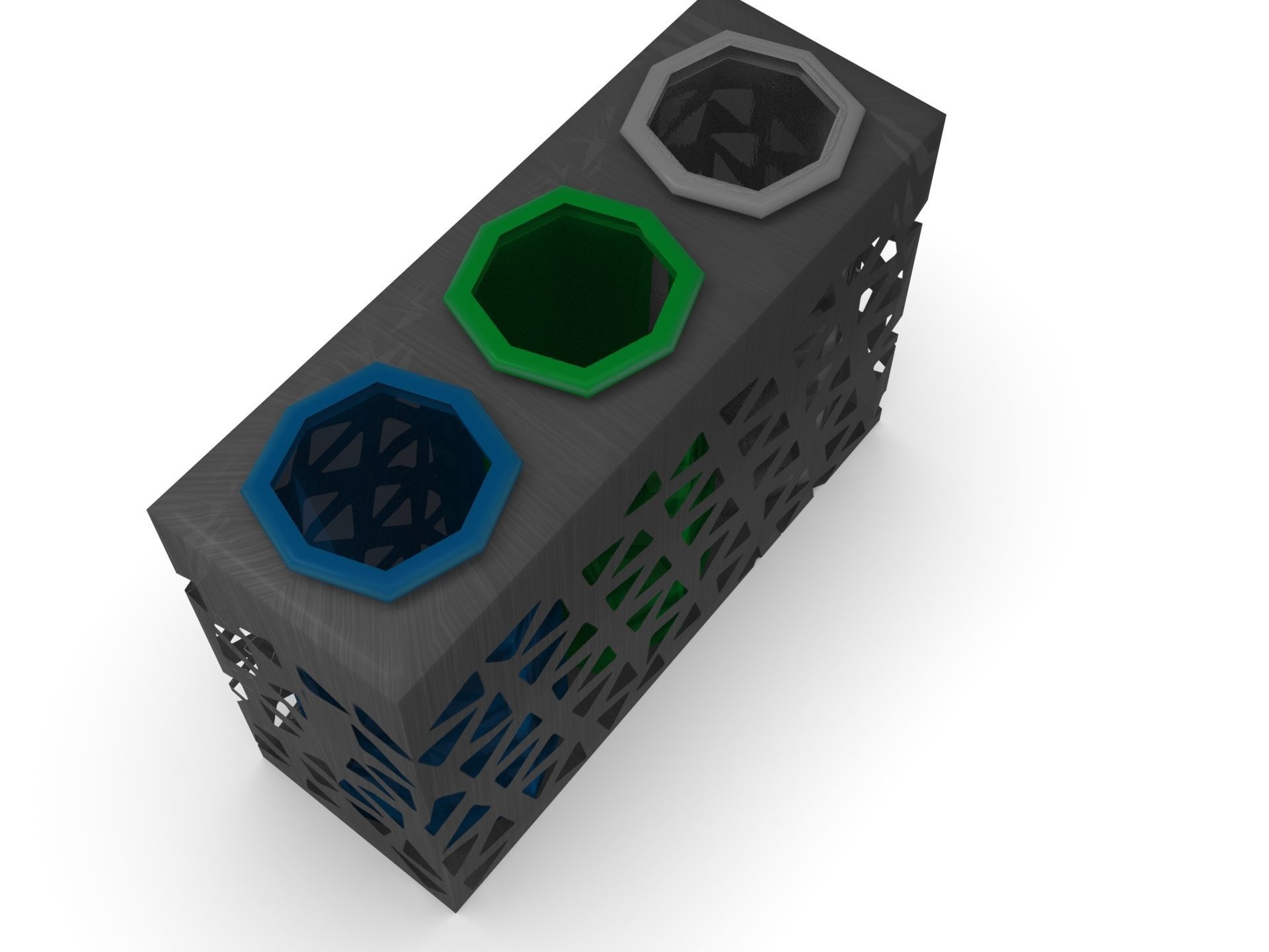 Modern metal colorful supermarket recycling bin Low-poly 3D model_2