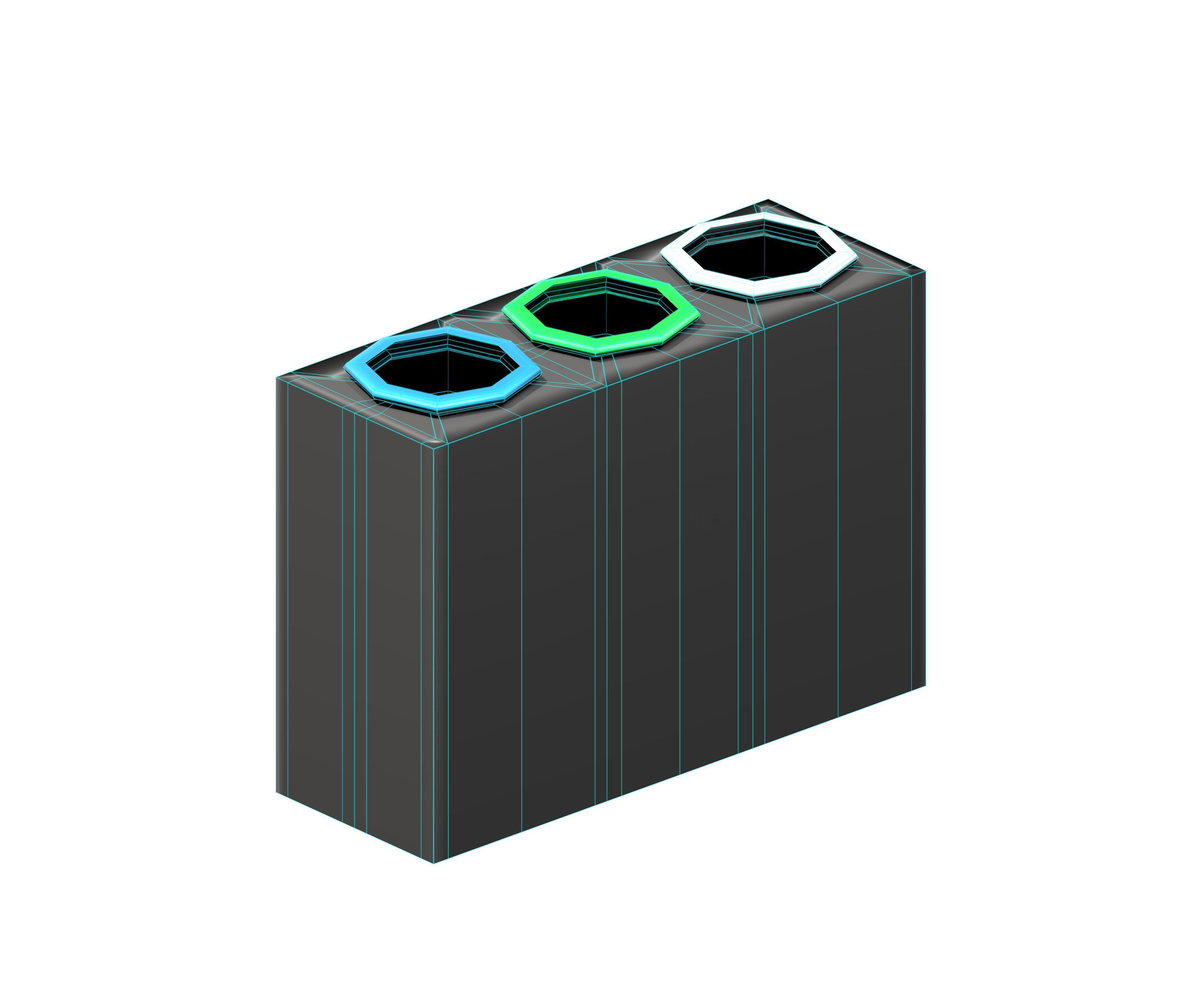 Modern metal colorful supermarket recycling bin Low-poly 3D model_7
