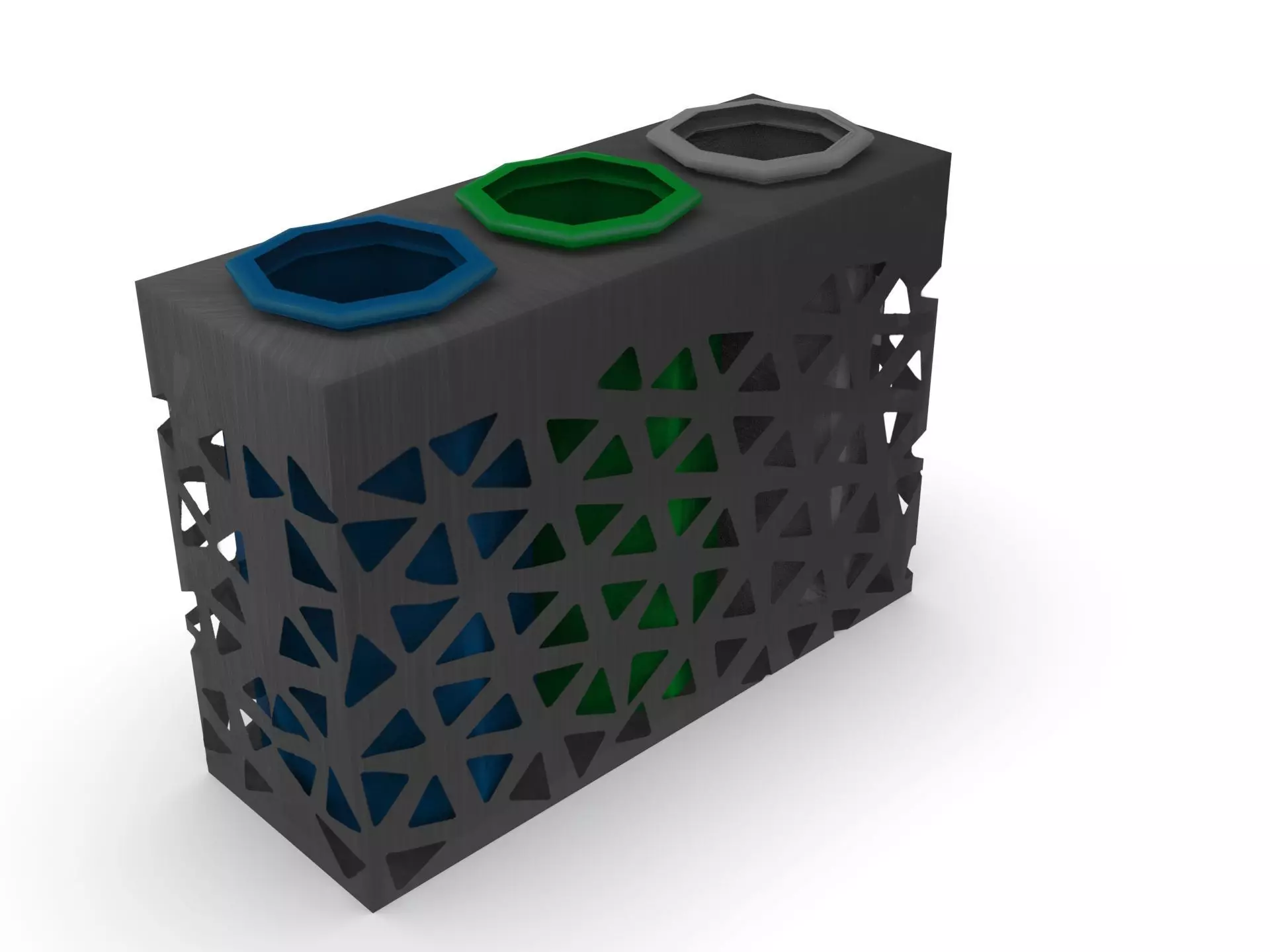 Modern metal colorful supermarket recycling bin Low-poly 3D model_0