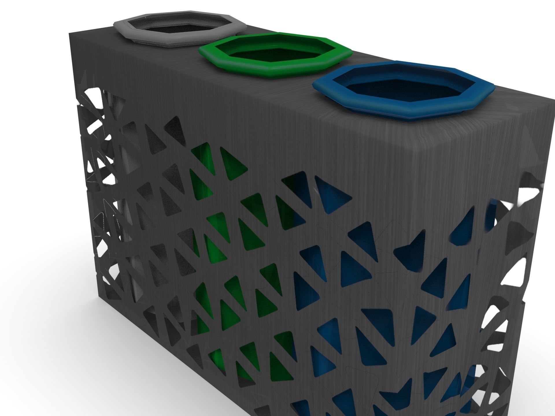 Modern metal colorful supermarket recycling bin Low-poly 3D model_4