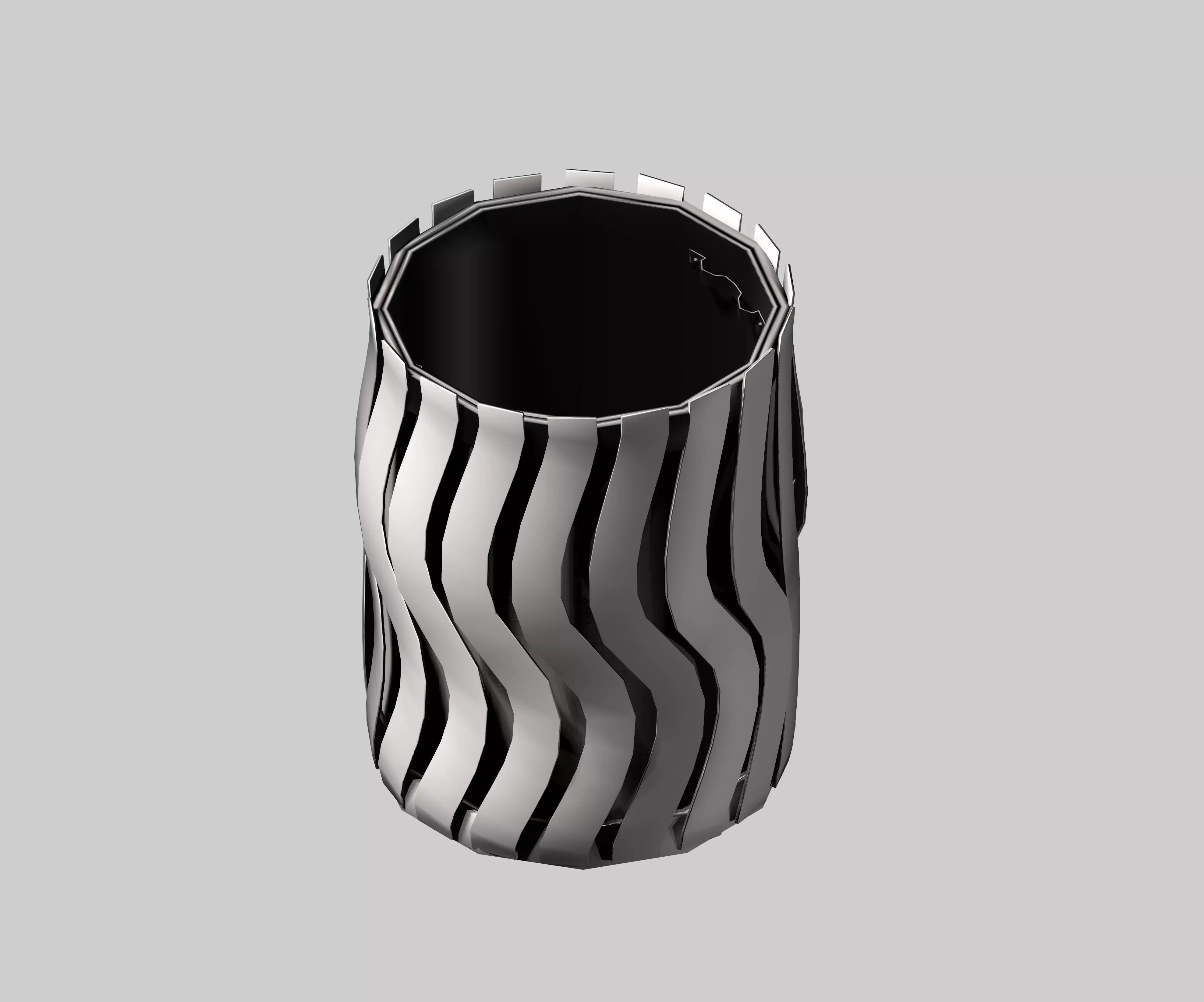Aluminum circular cage type trash can Low-poly 3D model_0